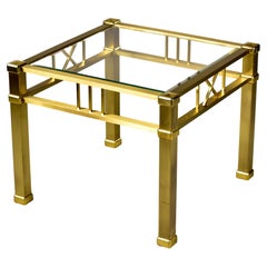 Mid Century French Brass and Glass Side Table