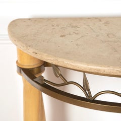 Mid-Century French Brass and Ivory Lacquer Console Table