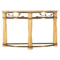 Mid-Century French Brass and Ivory Lacquer Console Table