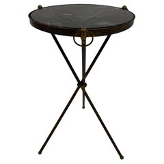 Table Guéridon en laiton et marbre du milieu du siècle dernier