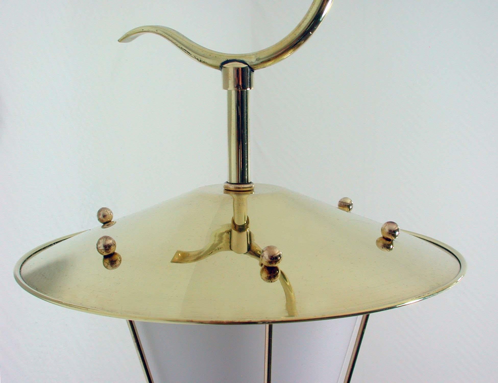 Midcentury French Brass and Opaline Lantern Sconce Wall Light 1950s In Good Condition In NUEMBRECHT, NRW