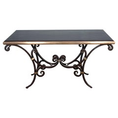 Mid-Century French Brass and Steel Table