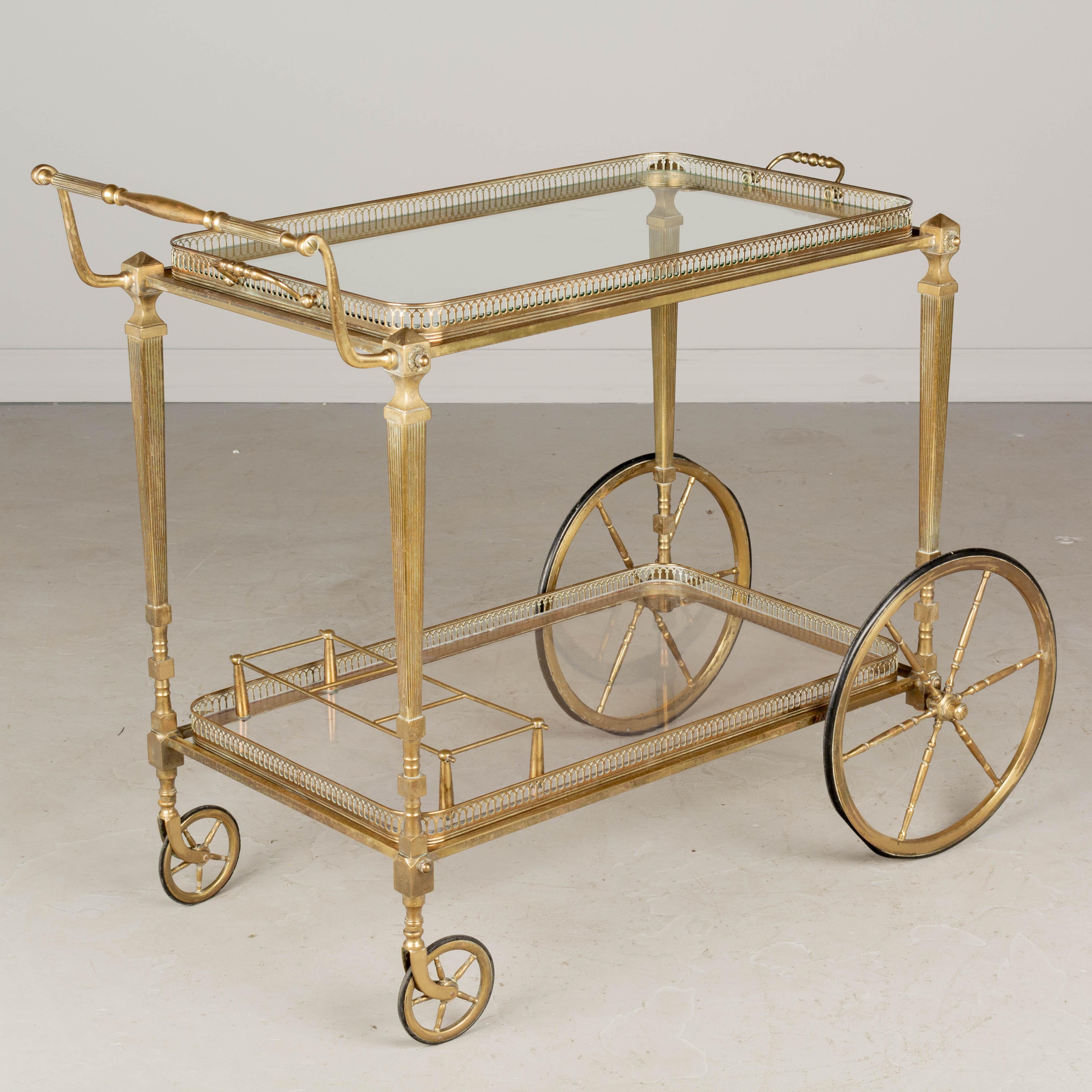 Mid-Century Modern Midcentury French Brass Bar Cart