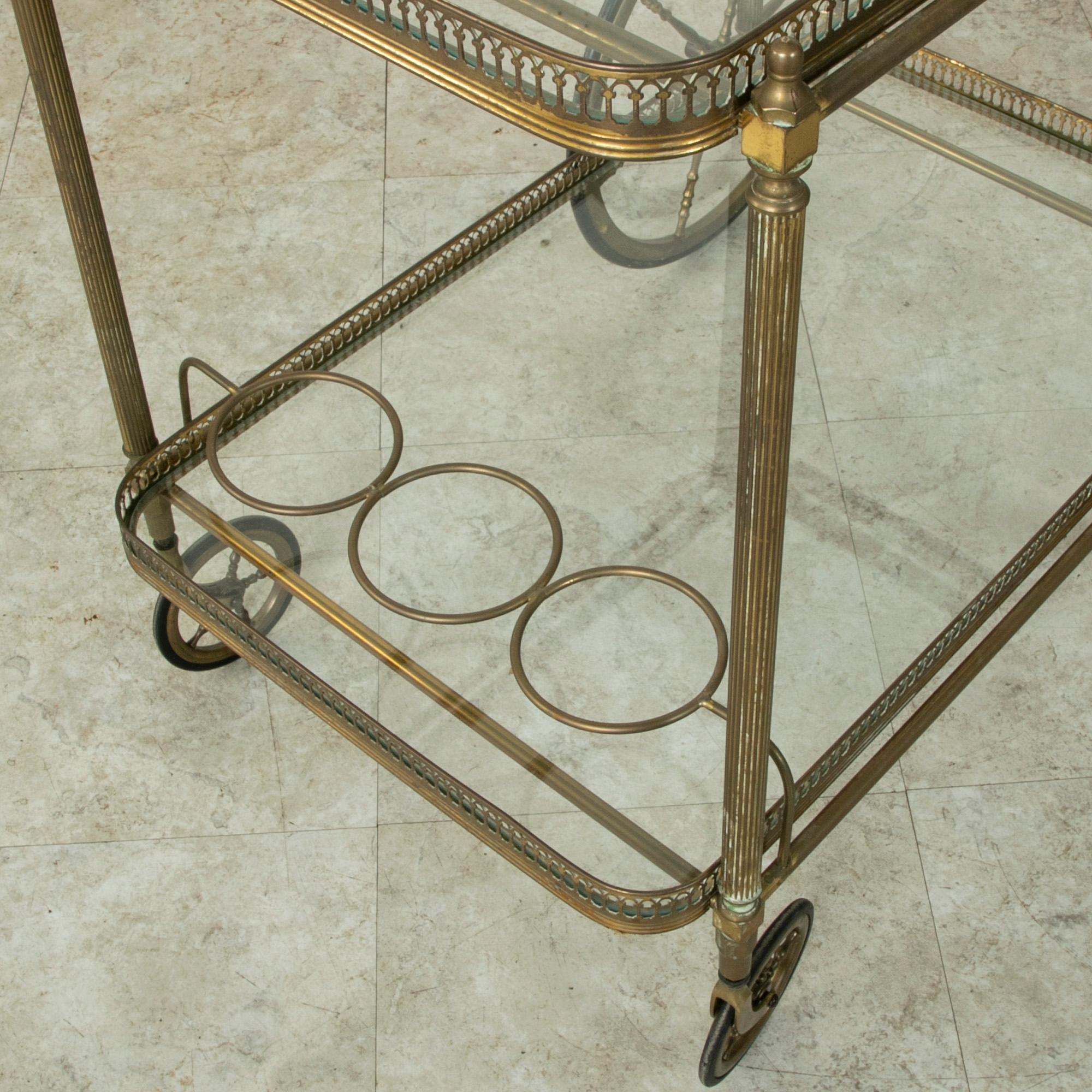 Mid-Century French Brass Bar Cart with Removable Tray 5