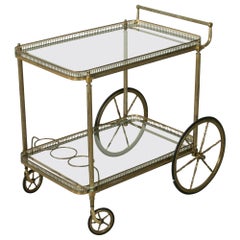 Mid-Century French Brass Bar Cart with Removable Tray