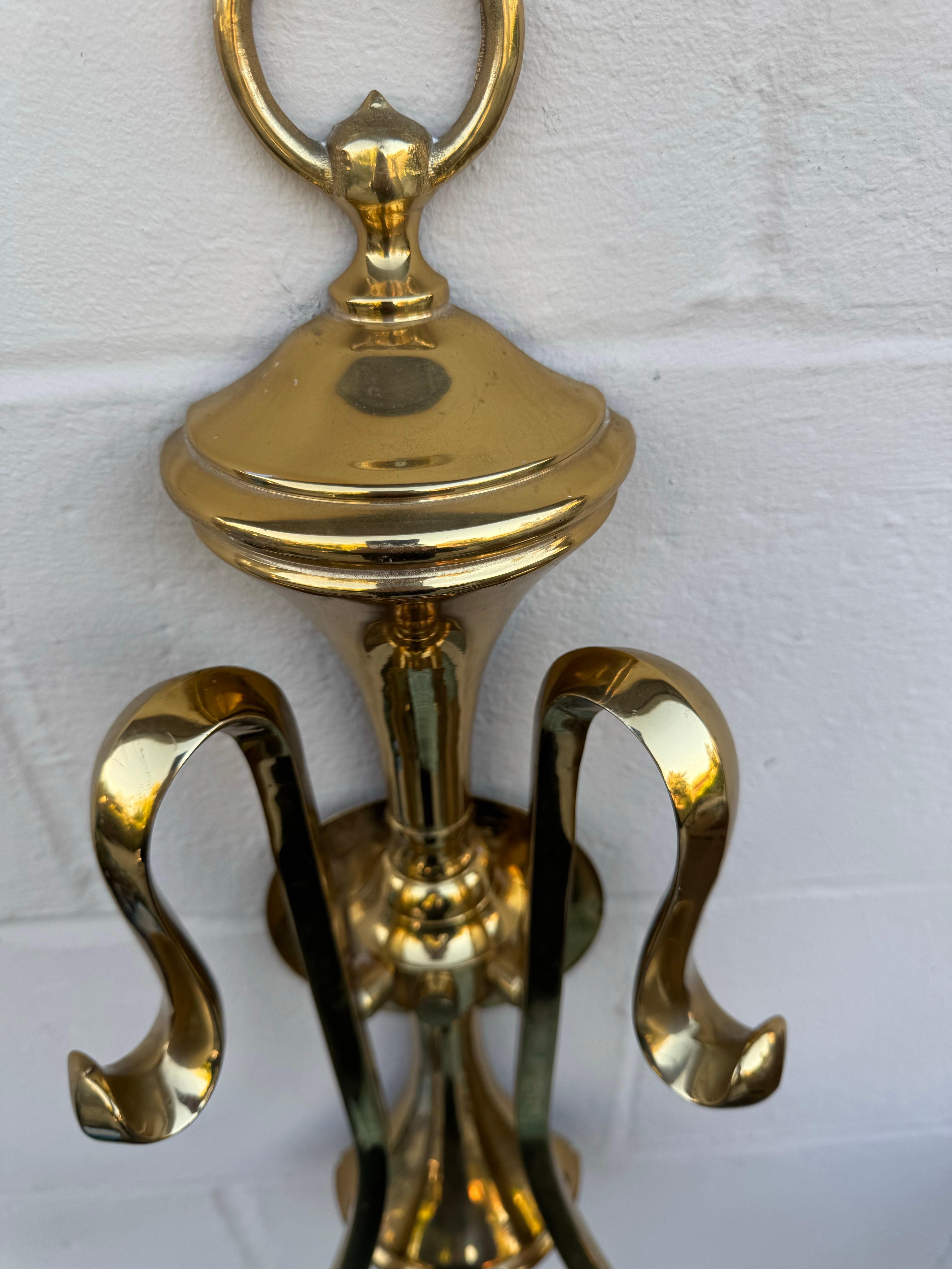 Mid-Century French Brass Double Arm Wall Sconce, Circa 1950s For Sale 6