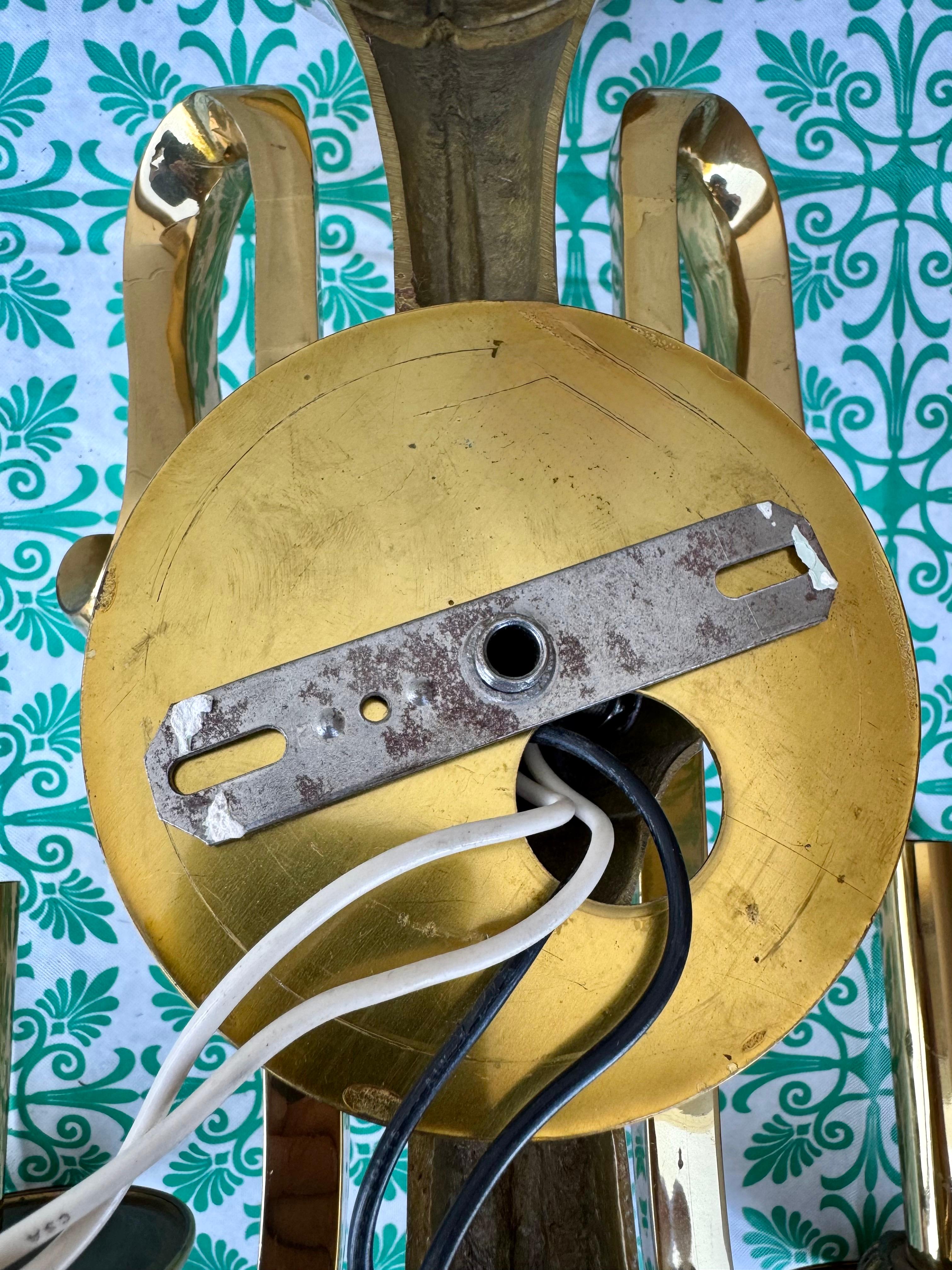 Mid-Century French Brass Double Arm Wall Sconce, Circa 1950s For Sale 8