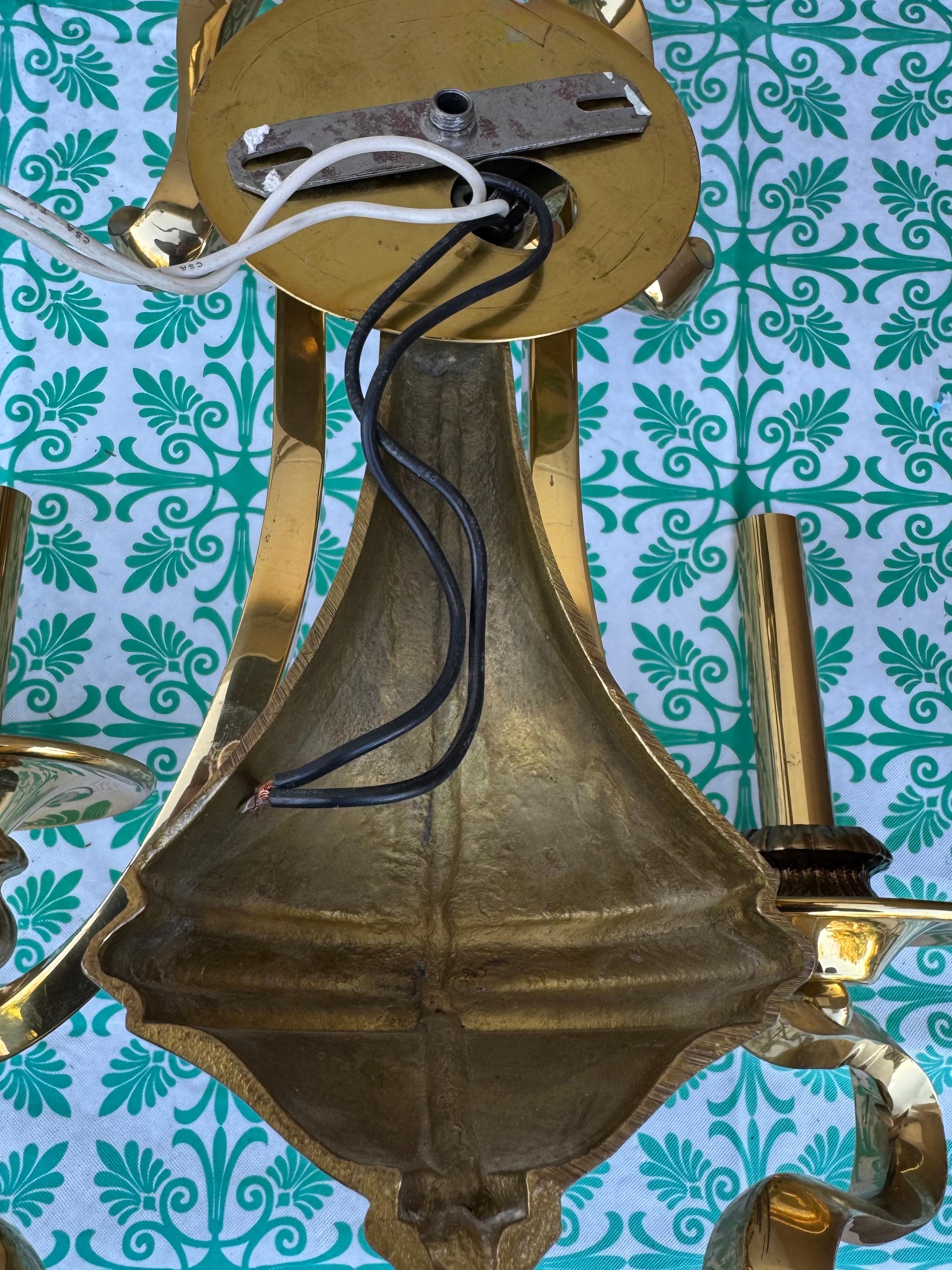 Neoclassical Revival Mid-Century French Brass Double Arm Wall Sconce, Circa 1950s For Sale