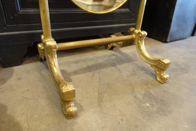 Mid Century French Brass Dressing Mirror on Stand at 1stDibs