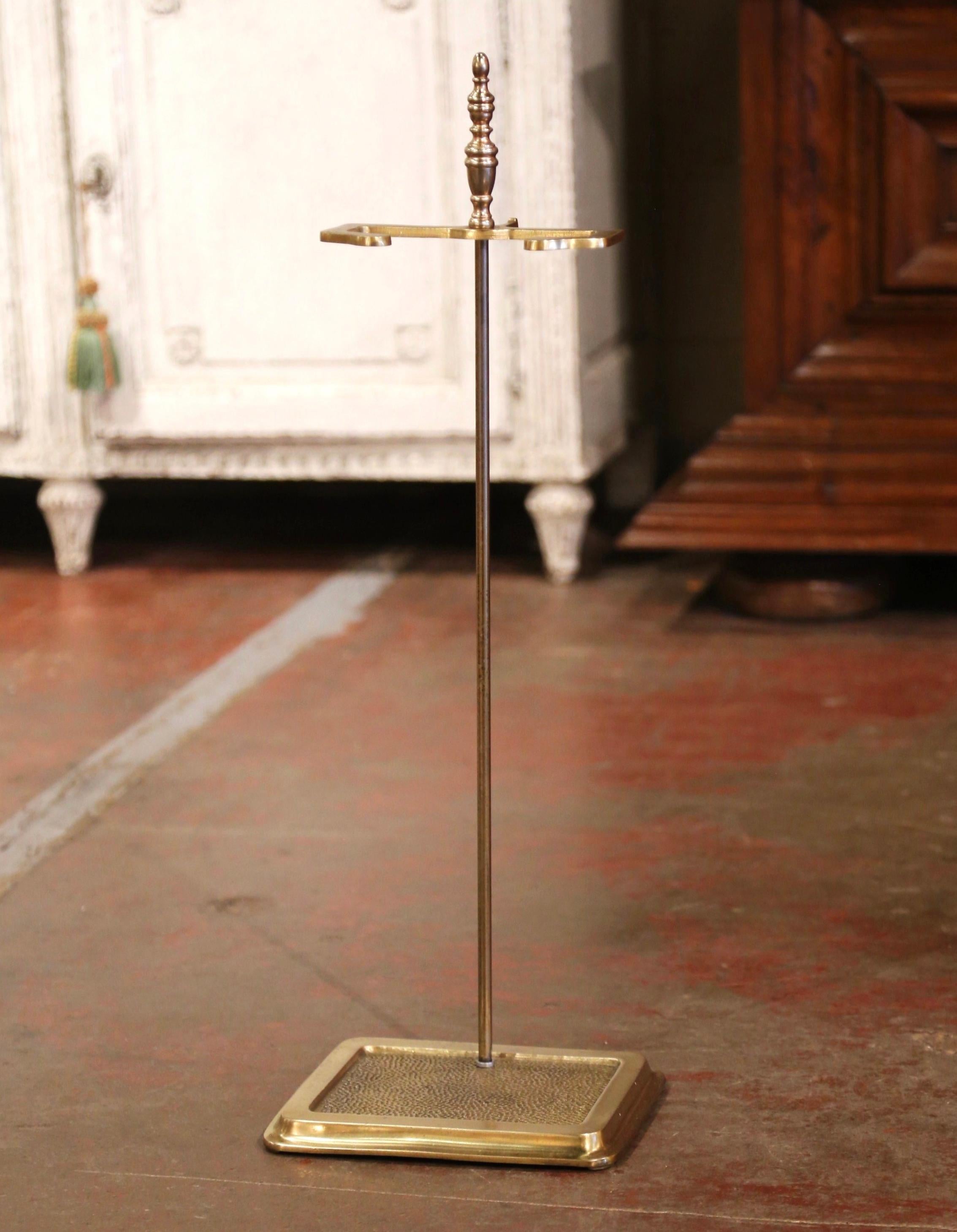 Mid-Century French Brass Fireplace Tool Set on Stand 3