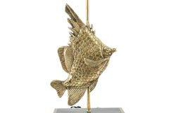 Mid-Century French Brass Fish Lamp