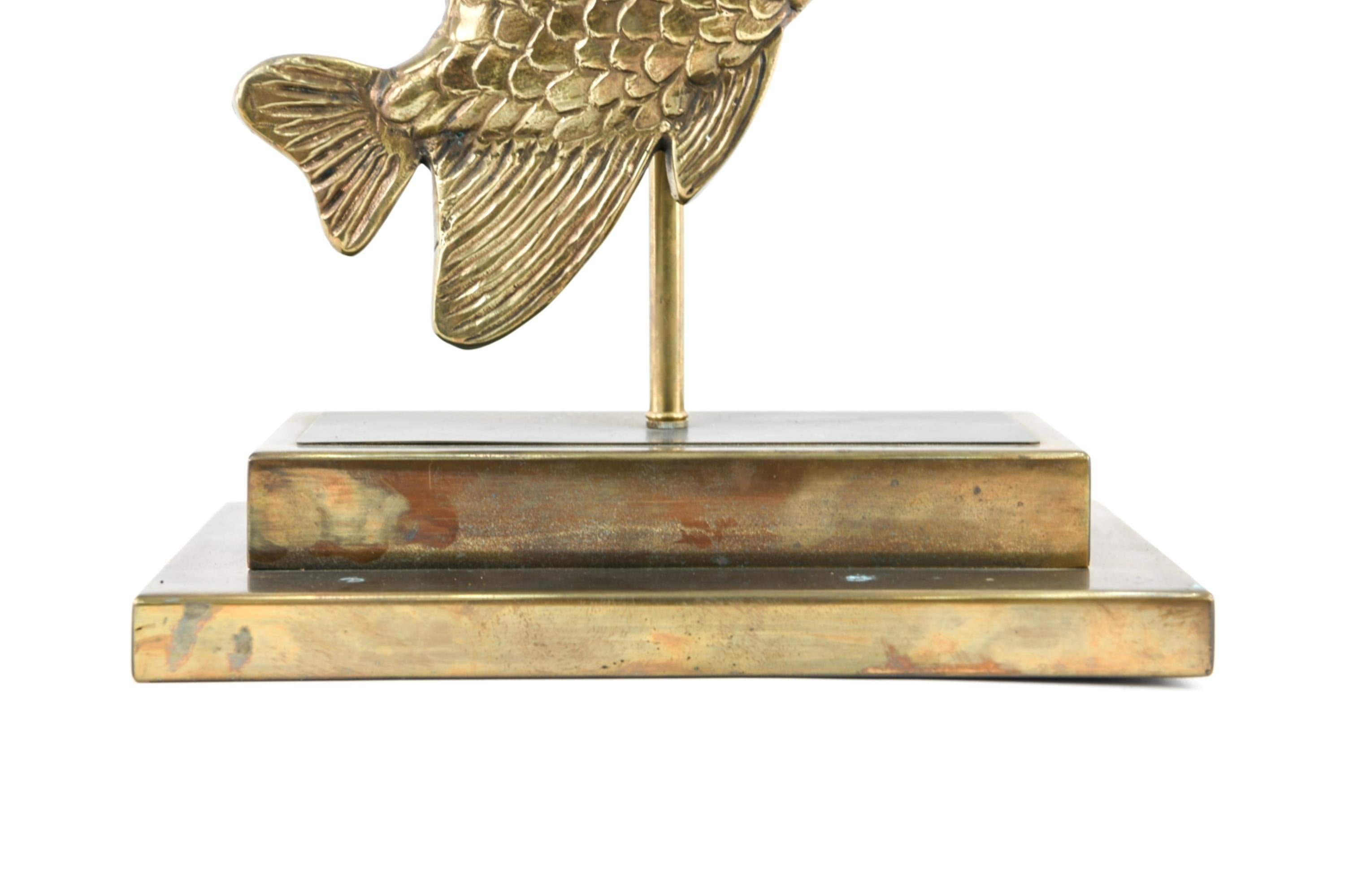 Mid-Century Modern Mid-Century French Brass Fish Lamp For Sale