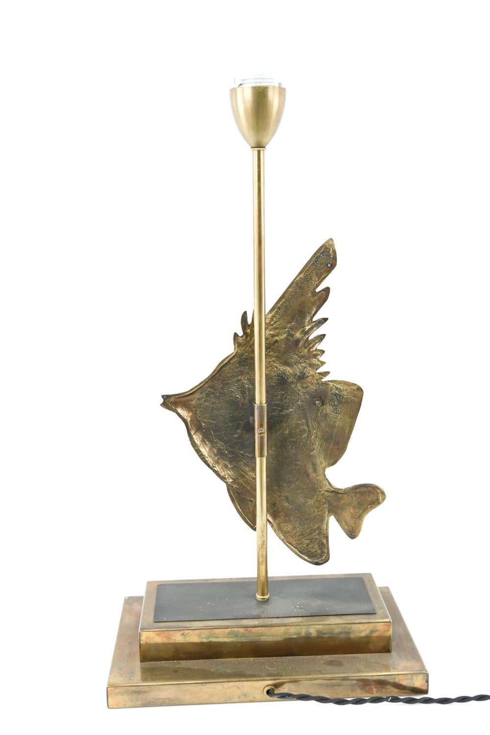 Mid-Century French Brass Fish Lamp For Sale 4