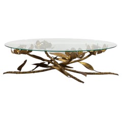 Mid-Century French Brass Flower Table
