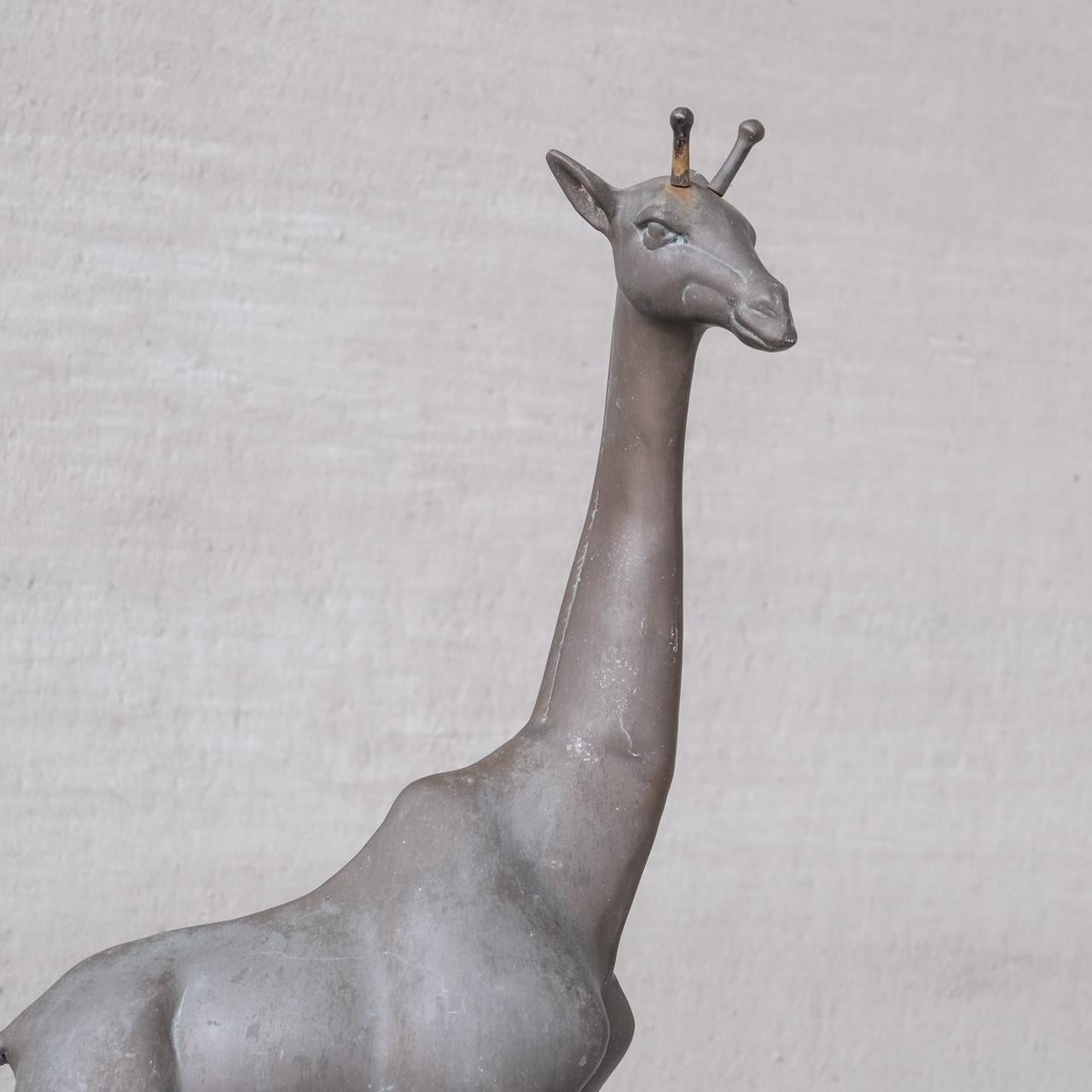 20th Century Mid-Century French Brass Patinated Giraffe Object For Sale
