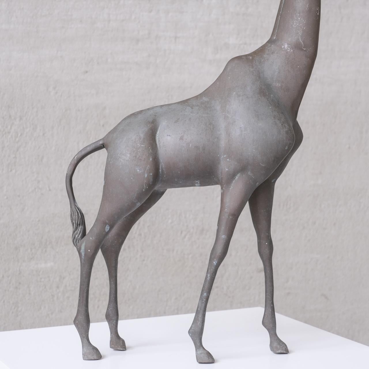 Mid-Century French Brass Patinated Giraffe Object For Sale 1