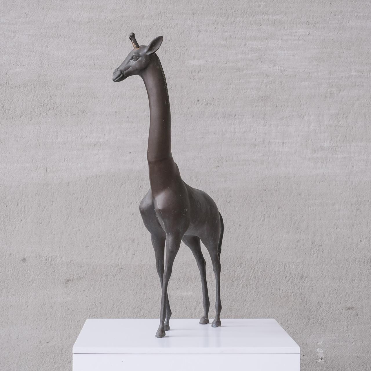 Mid-Century French Brass Patinated Giraffe Object For Sale 2