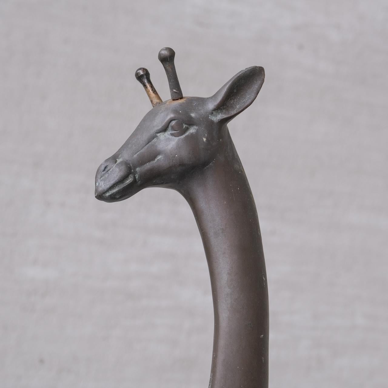 Mid-Century French Brass Patinated Giraffe Object For Sale 3