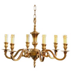 Mid-Century French Brass Scroll Chandelier