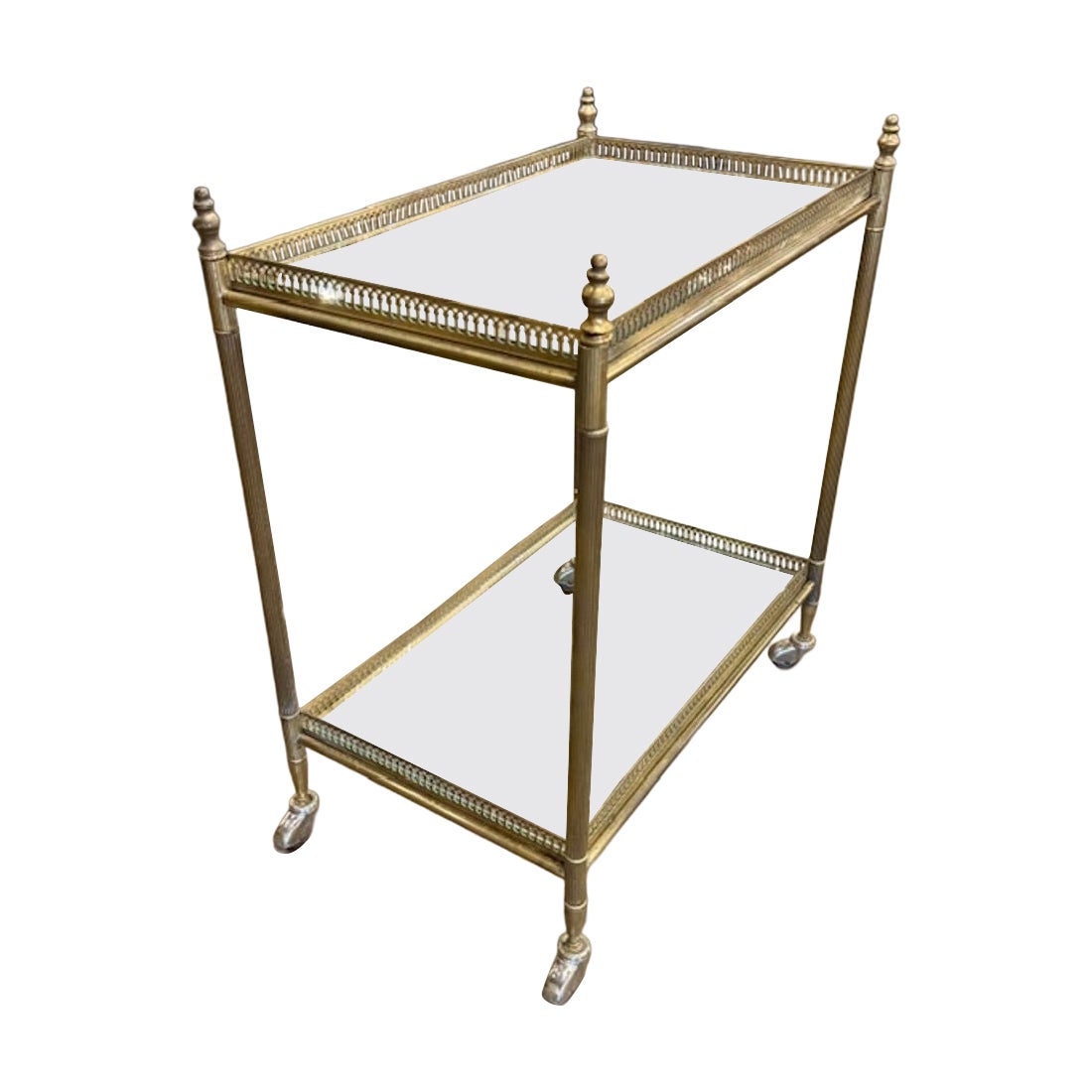Mid Century French Brass Serving Cart