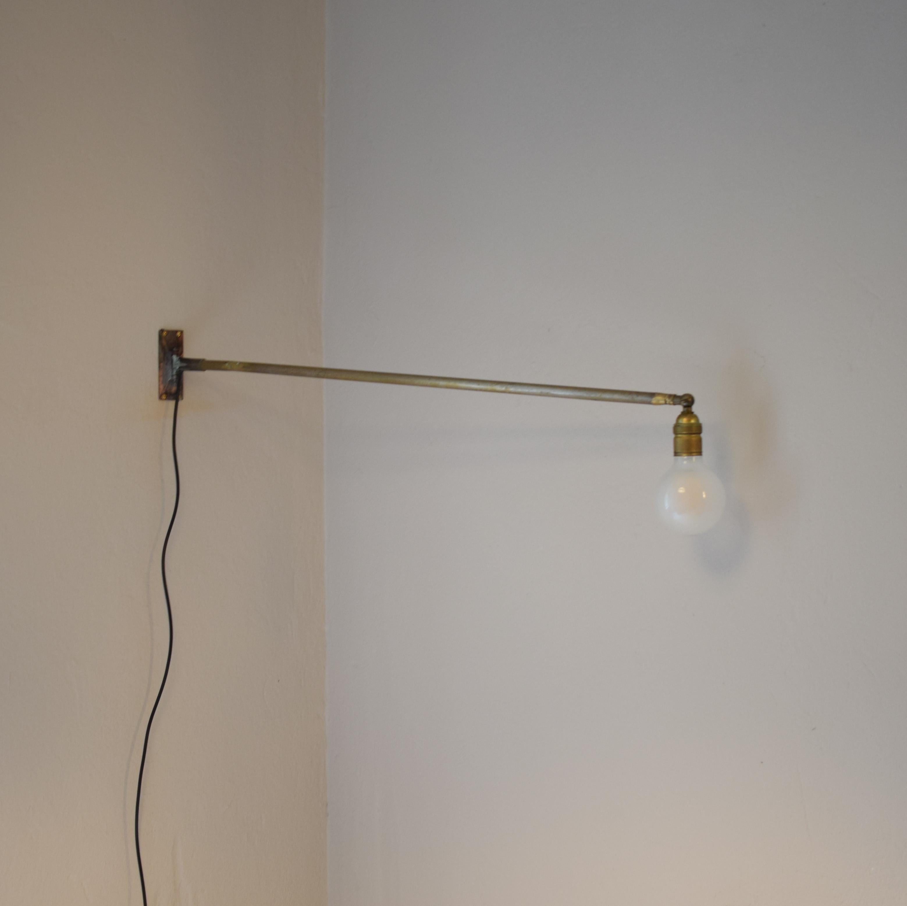 Mid Century French Brass Swing Arm Wall Lamp Light in the Style of Jean Prouvé 6