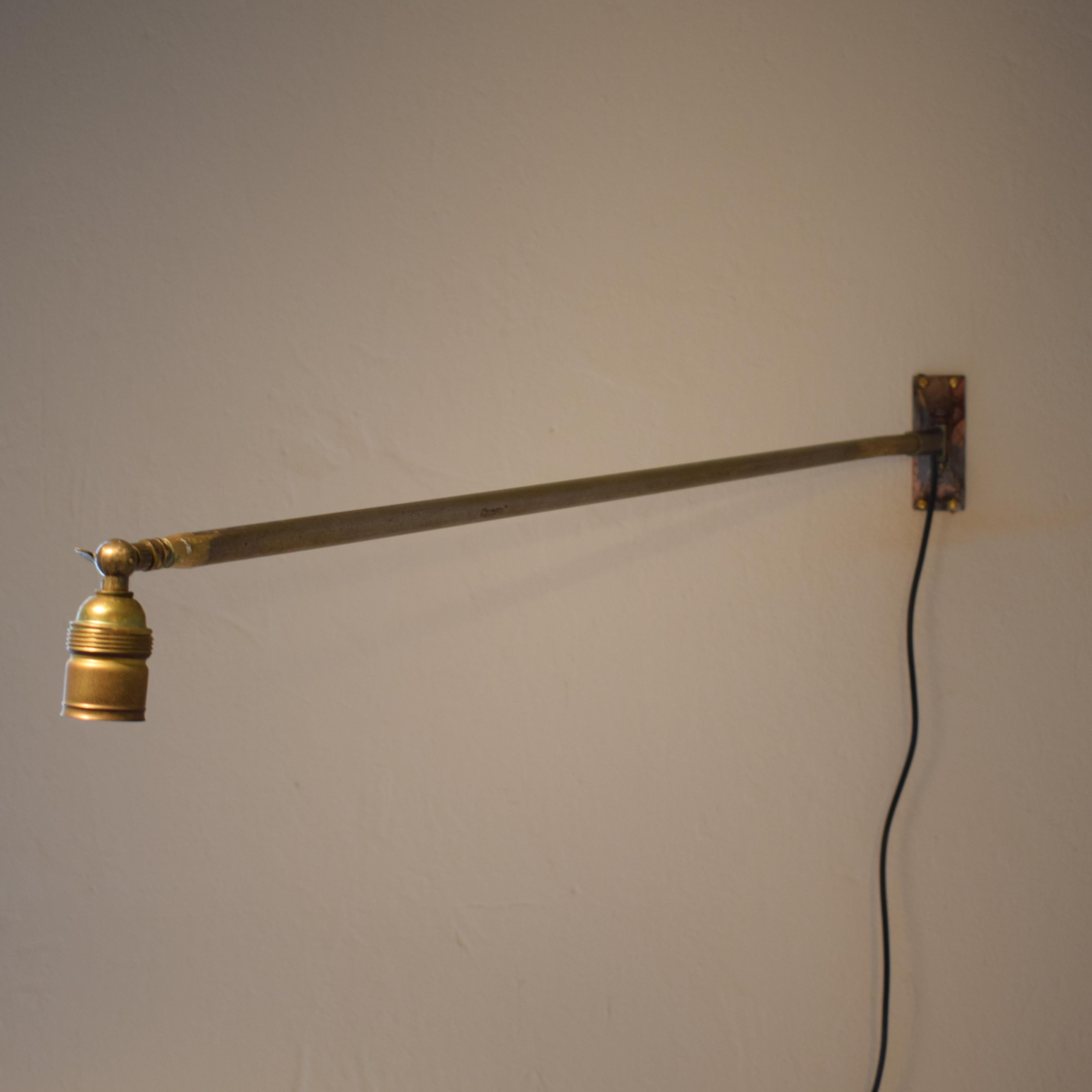 Mid Century French Brass Swing Arm Wall Lamp Light in the Style of Jean Prouvé 9