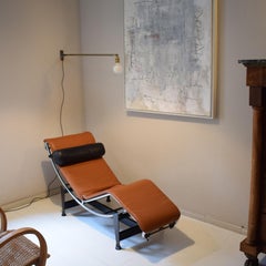 Mid Century French Brass Swing Arm Wall Lamp Light in the Style of Jean Prouvé