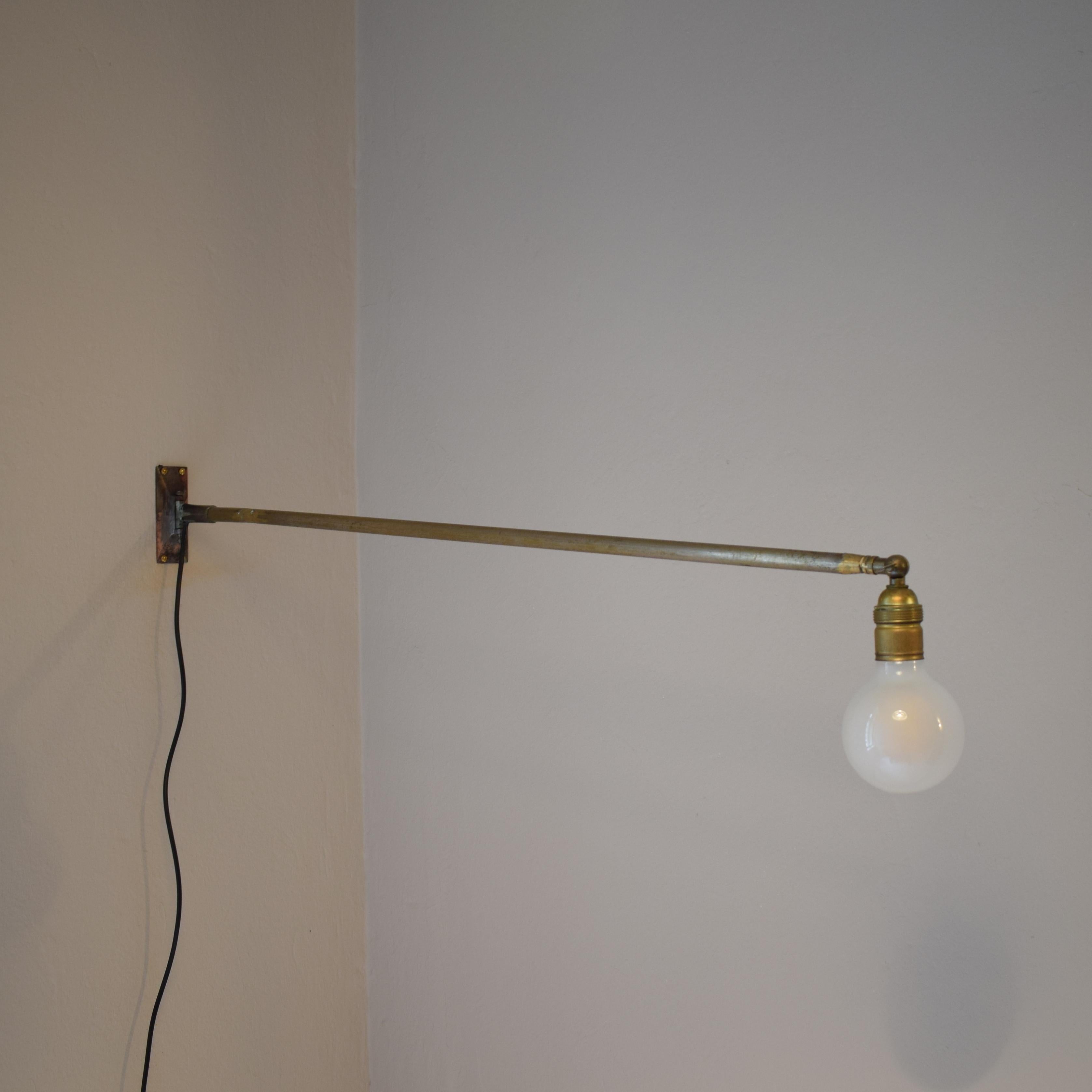 Mid-20th Century Mid Century French Brass Swing Arm Wall Lamp Light in the Style of Jean Prouvé