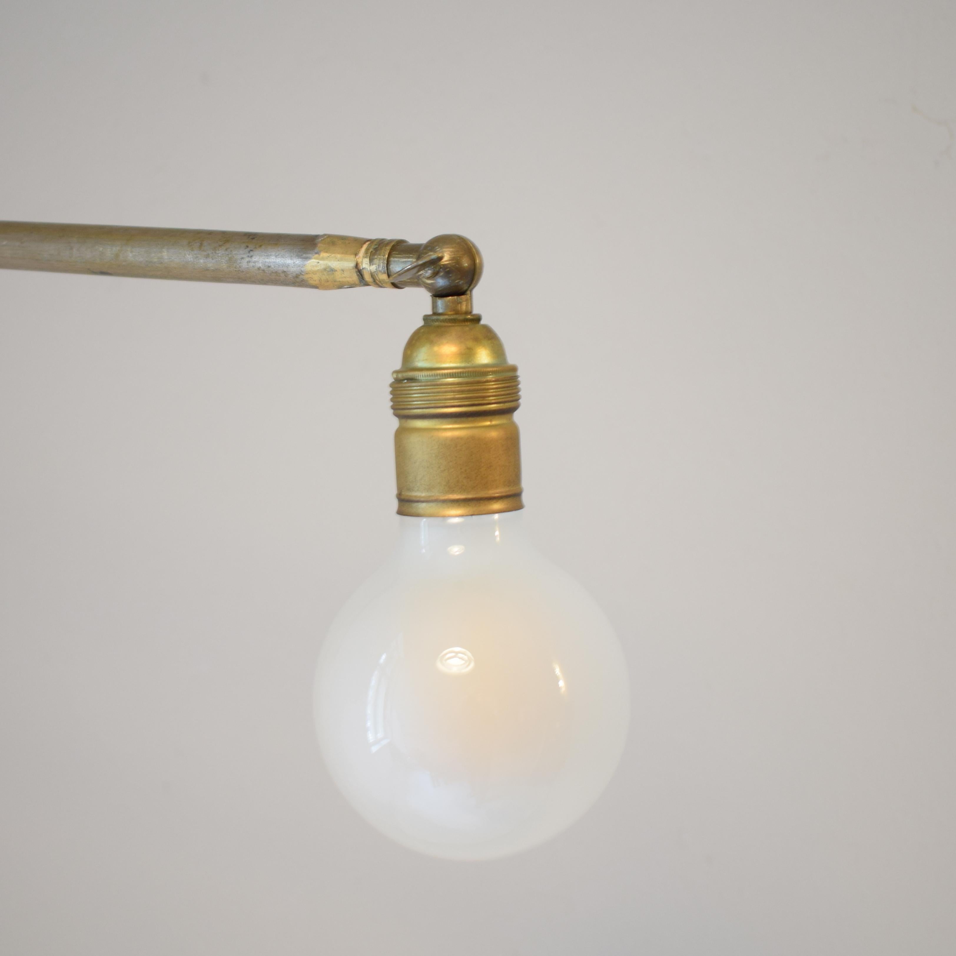 Mid Century French Brass Swing Arm Wall Lamp Light in the Style of Jean Prouvé 1