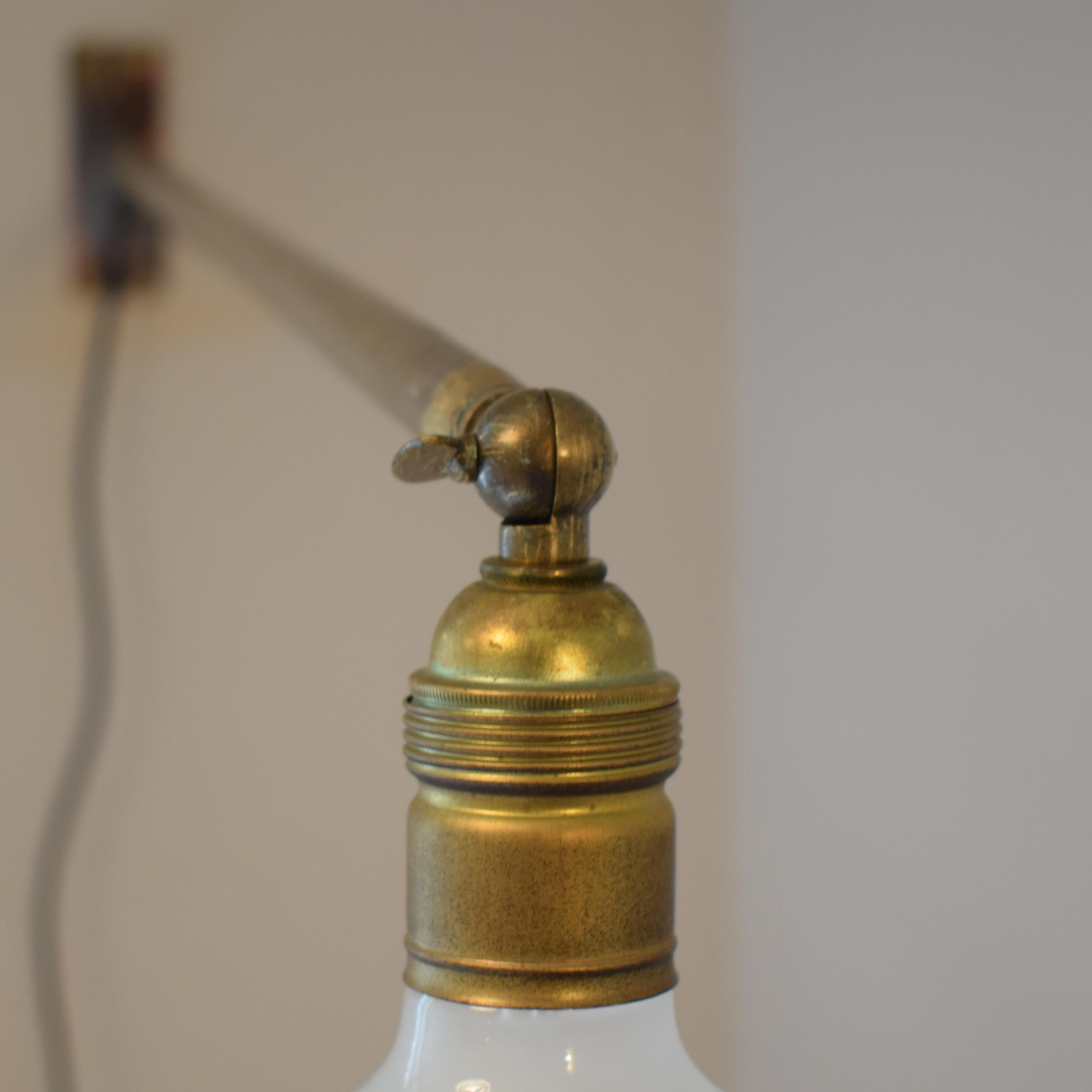 Mid Century French Brass Swing Arm Wall Lamp Light in the Style of Jean Prouvé 3