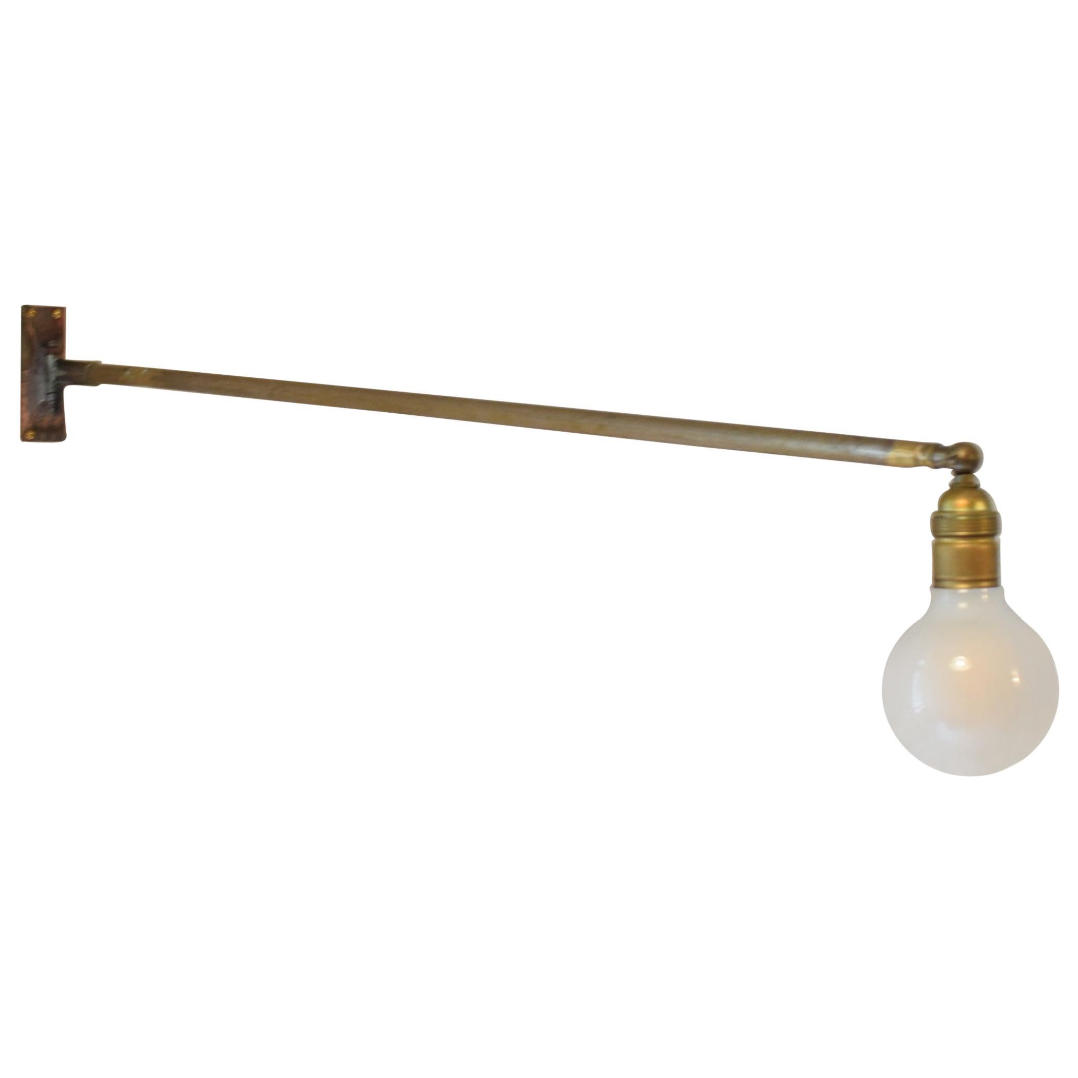 Mid Century French Brass Swing Arm Wall Lamp Light in the Style of Jean Prouvé