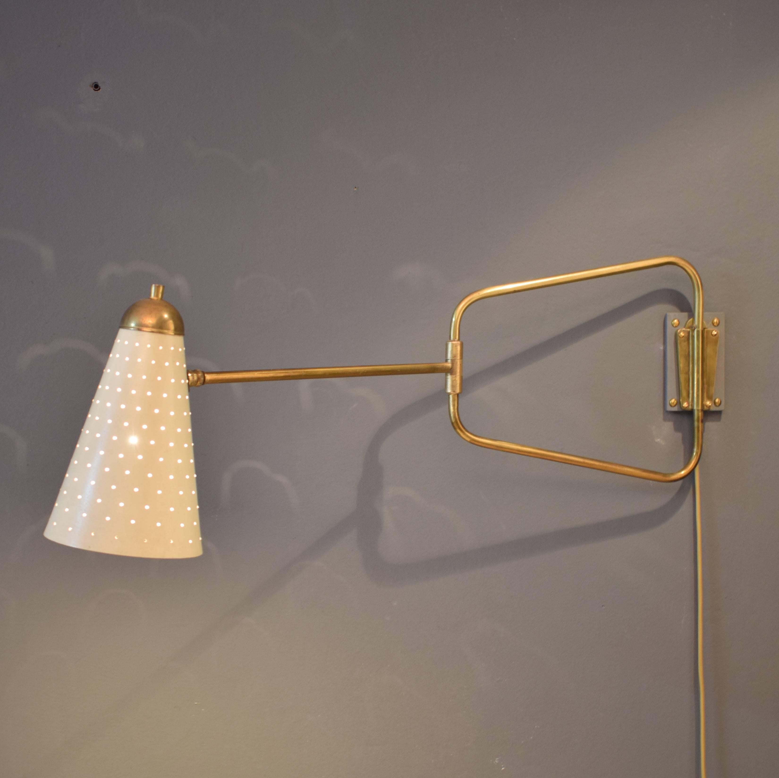 20th Century Mid-Century French Brass Swing Wall Light/Scone by Jacques Biny, 1950s