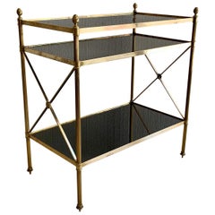 Midcentury French Brass Three-Tier Side Table Bagues Style