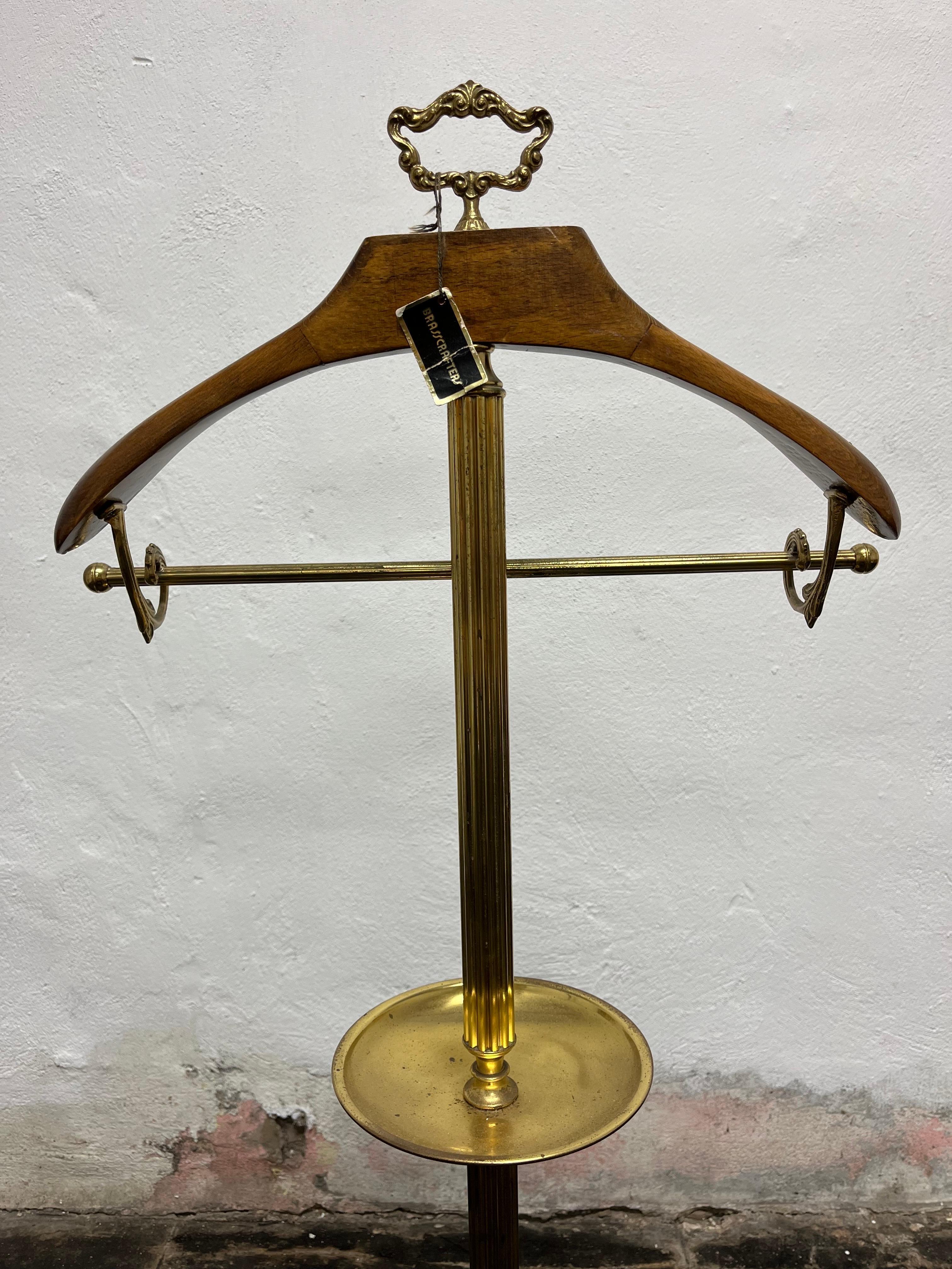 French Provincial Mid Century French Brass Valet Stand For Sale