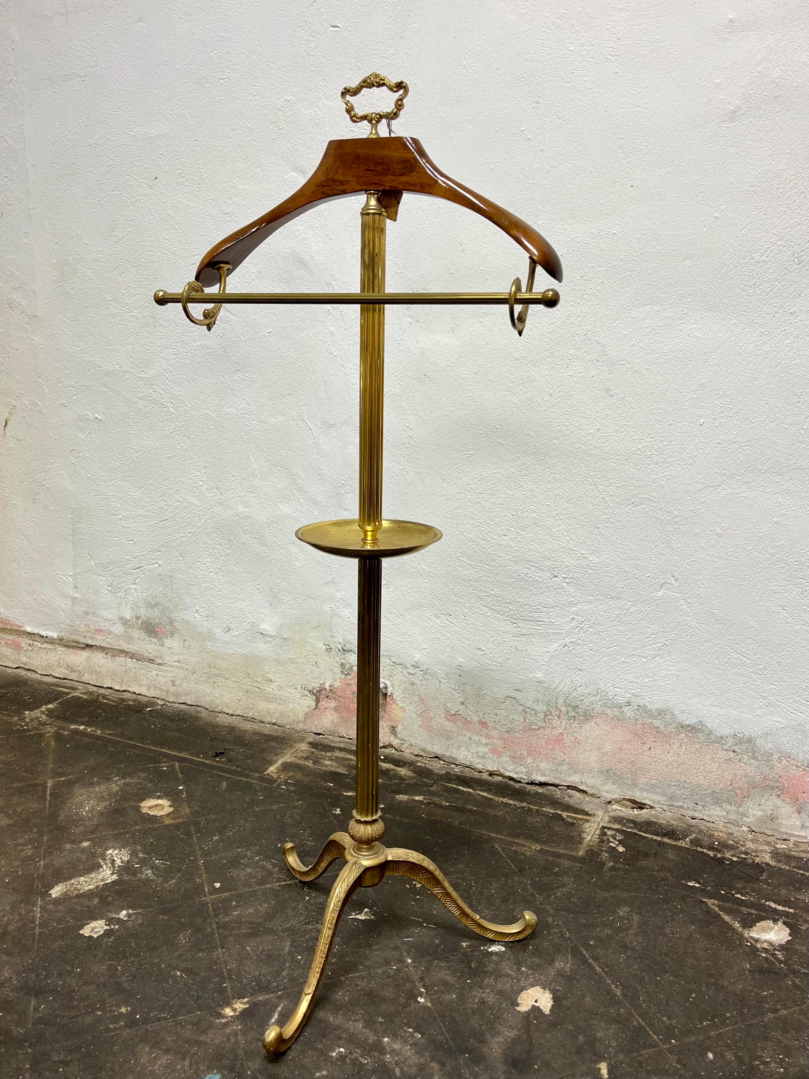 20th Century Mid Century French Brass Valet Stand For Sale