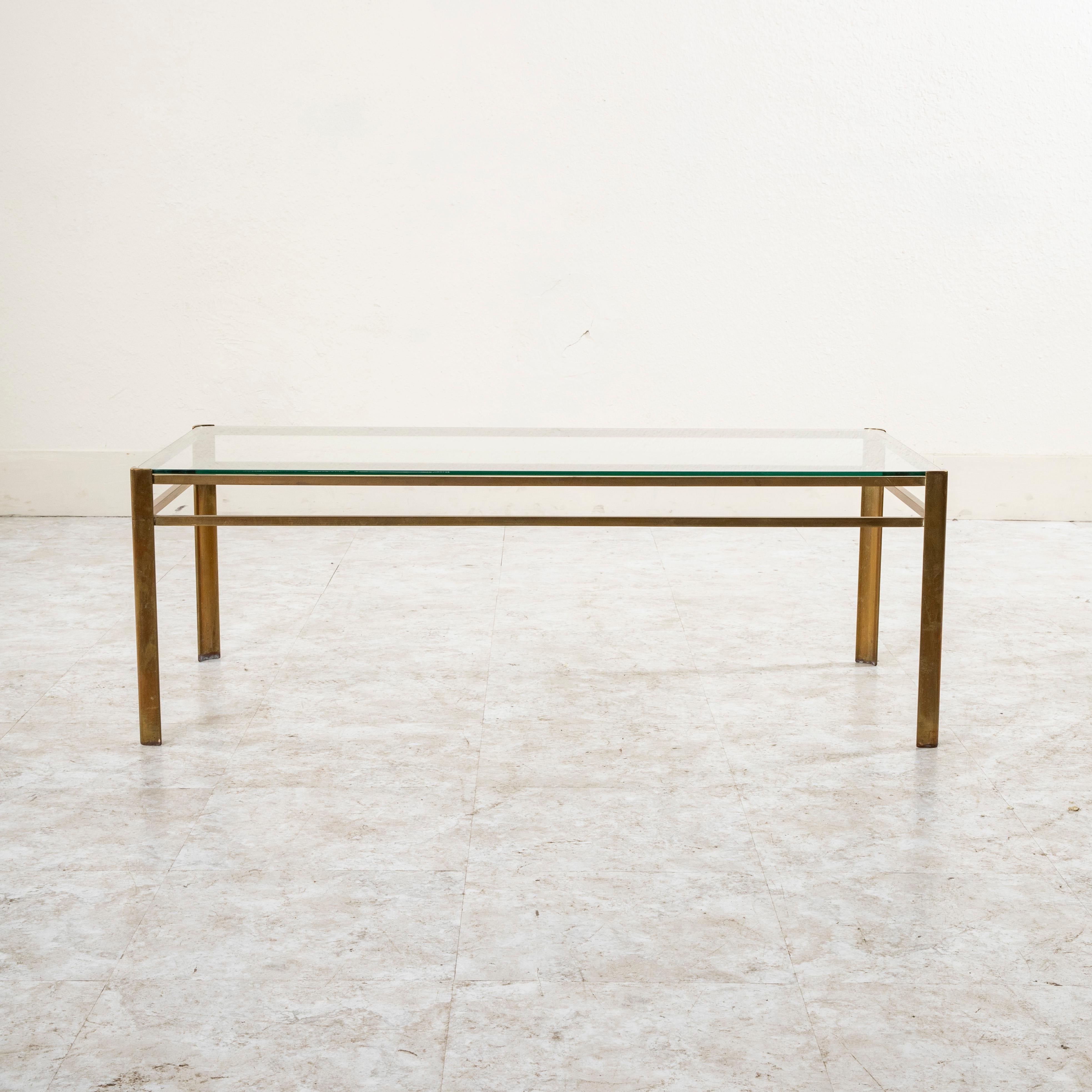 Mid-Century French Bronze and Glass Quinet Coffee Table  In Good Condition For Sale In Fayetteville, AR