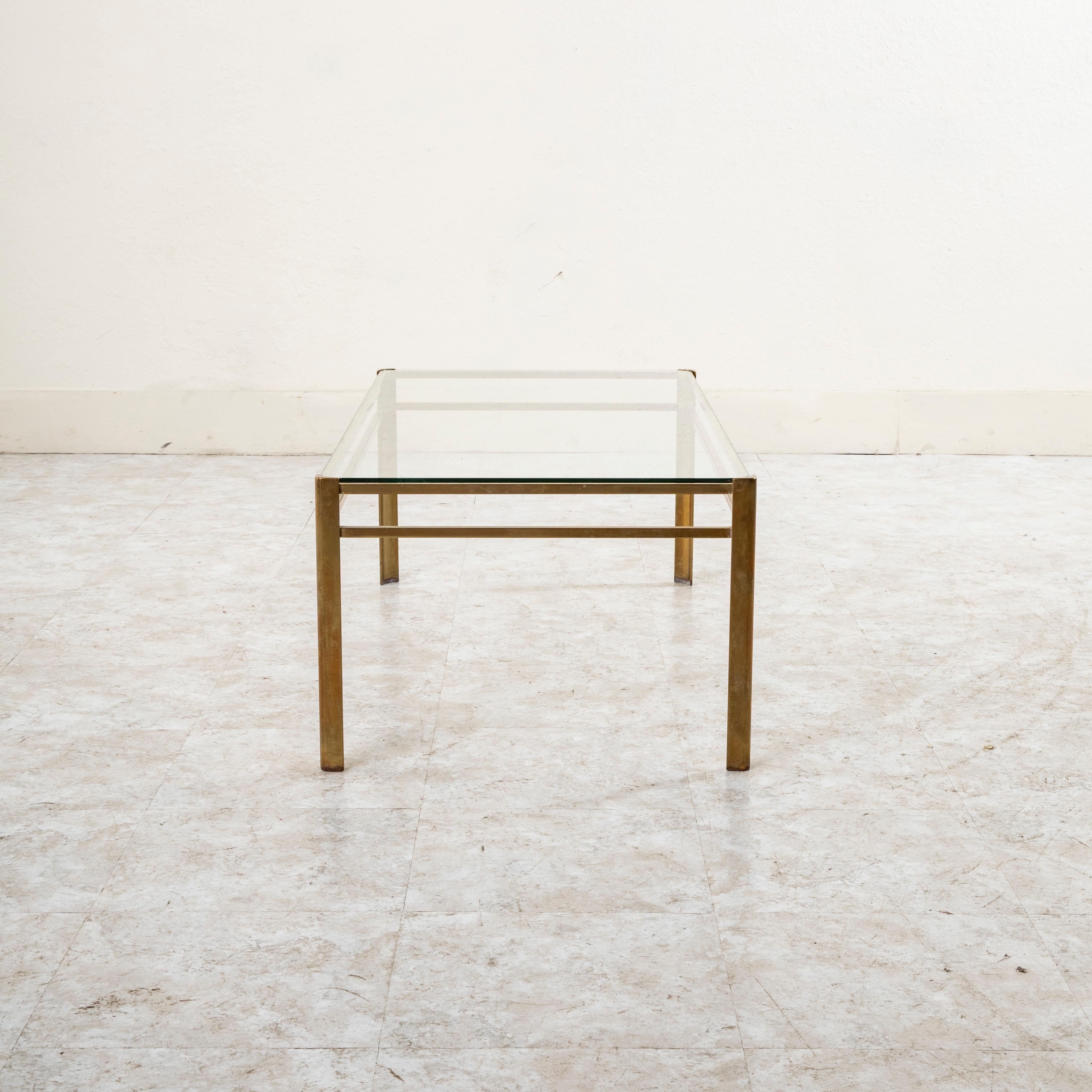 20th Century Mid-Century French Bronze and Glass Quinet Coffee Table  For Sale