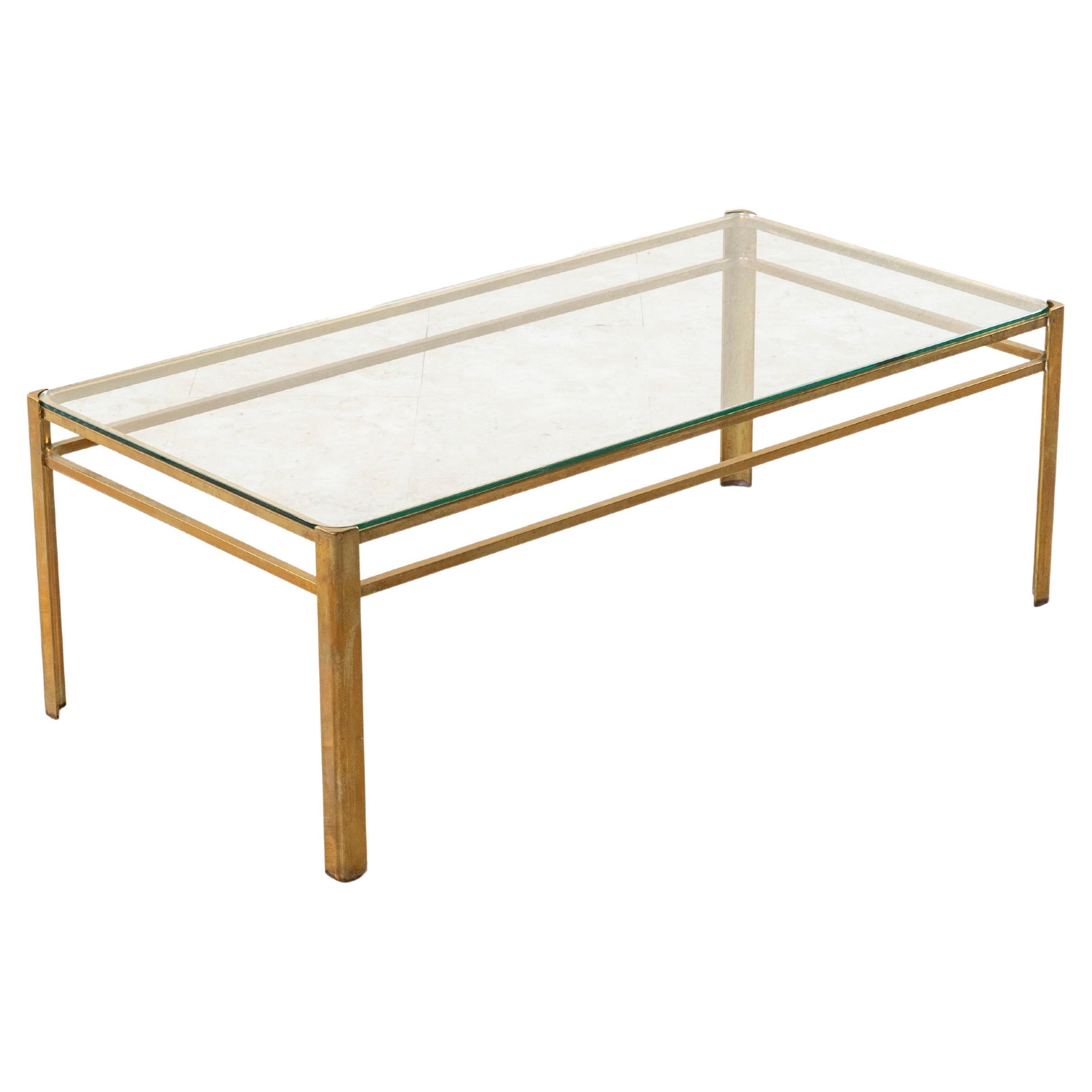 Mid-Century French Bronze and Glass Quinet Coffee Table  For Sale