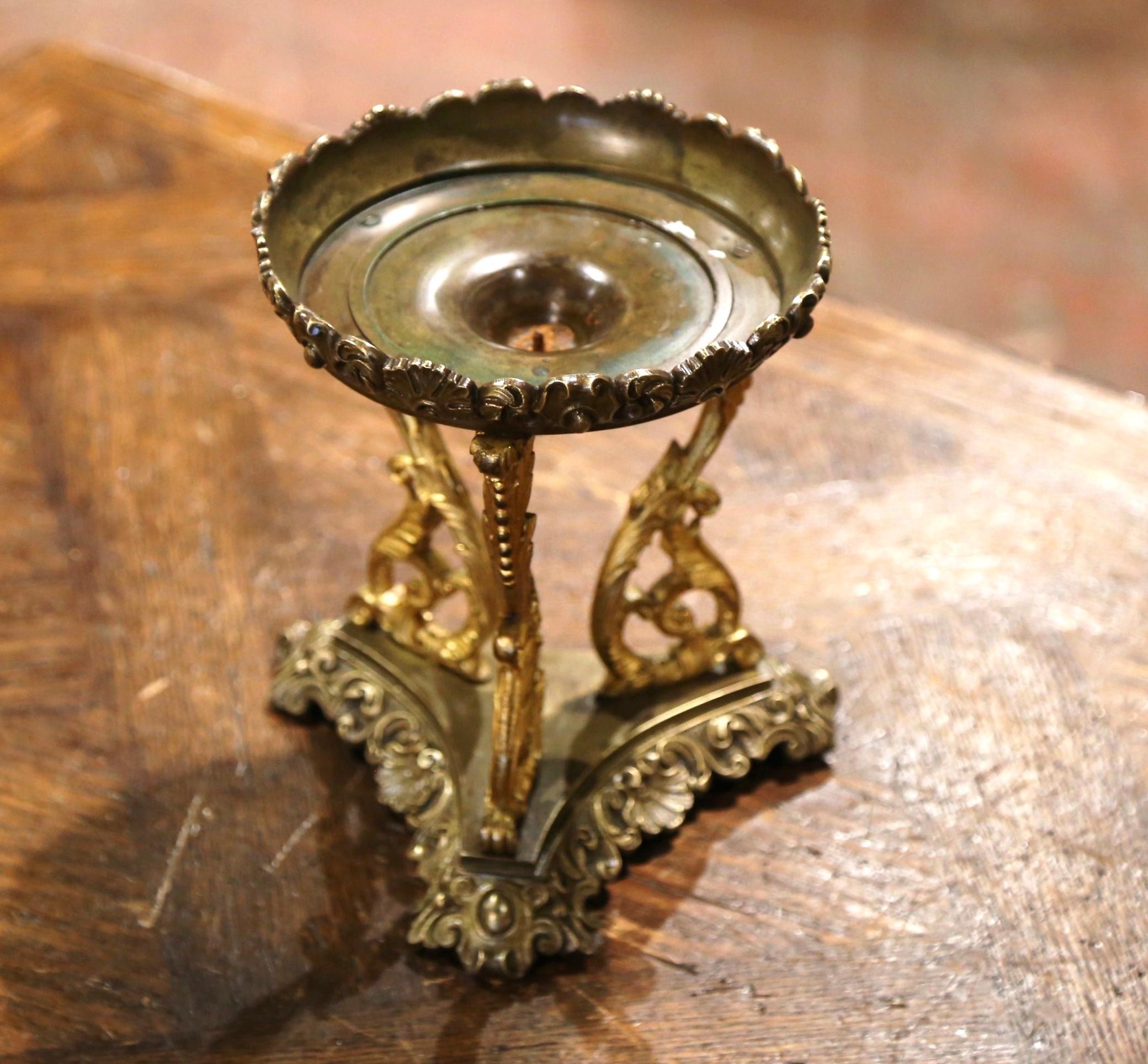 Hand-Crafted Midcentury French Bronze Candle Holder