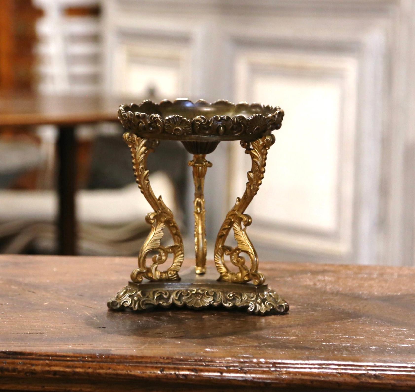 Midcentury French Bronze Candle Holder In Excellent Condition In Dallas, TX