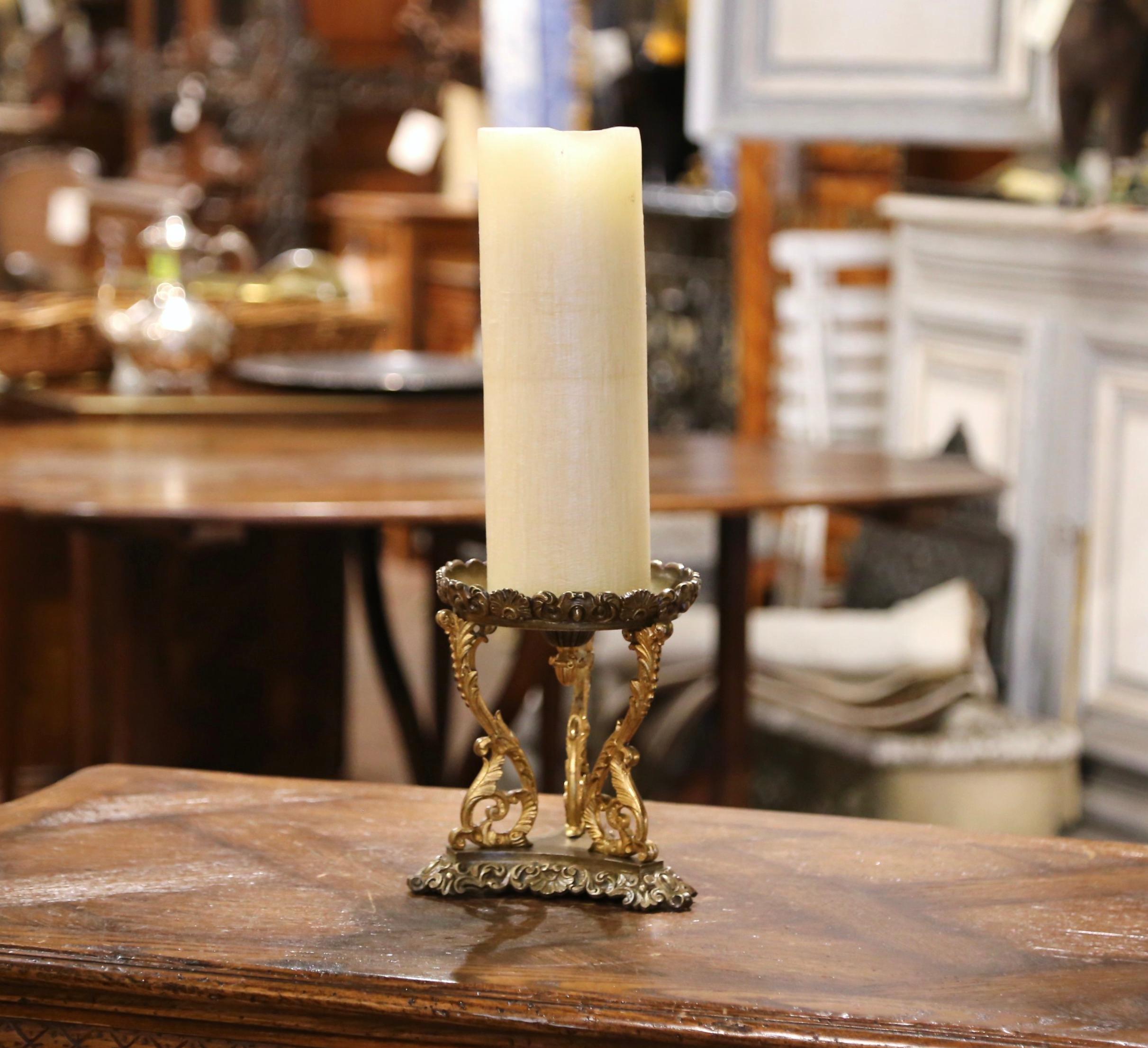 20th Century Midcentury French Bronze Candle Holder