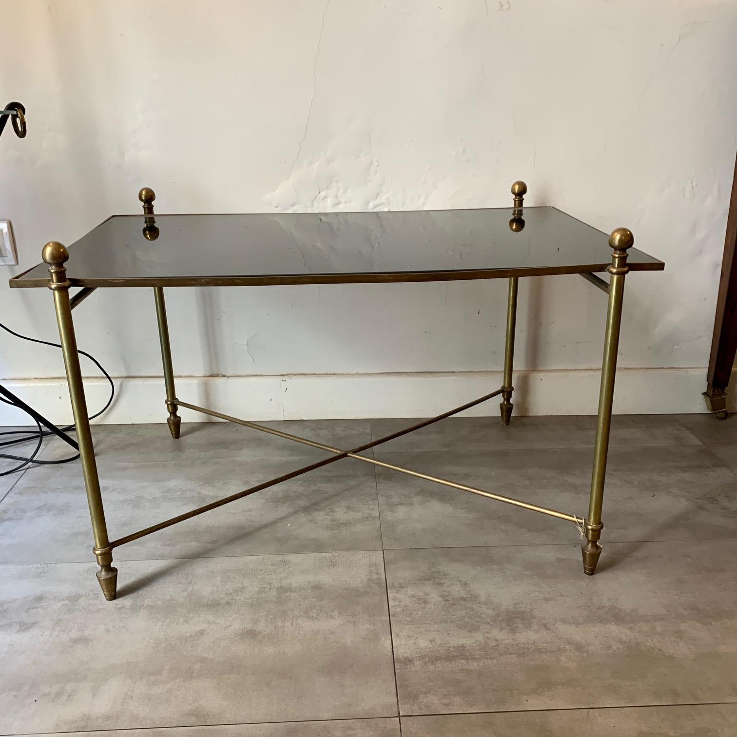 Midcentury French Bronze Coffee Table Jansen Style For Sale 3