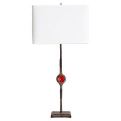 Mid Century French Bronze 
Glass Lamp