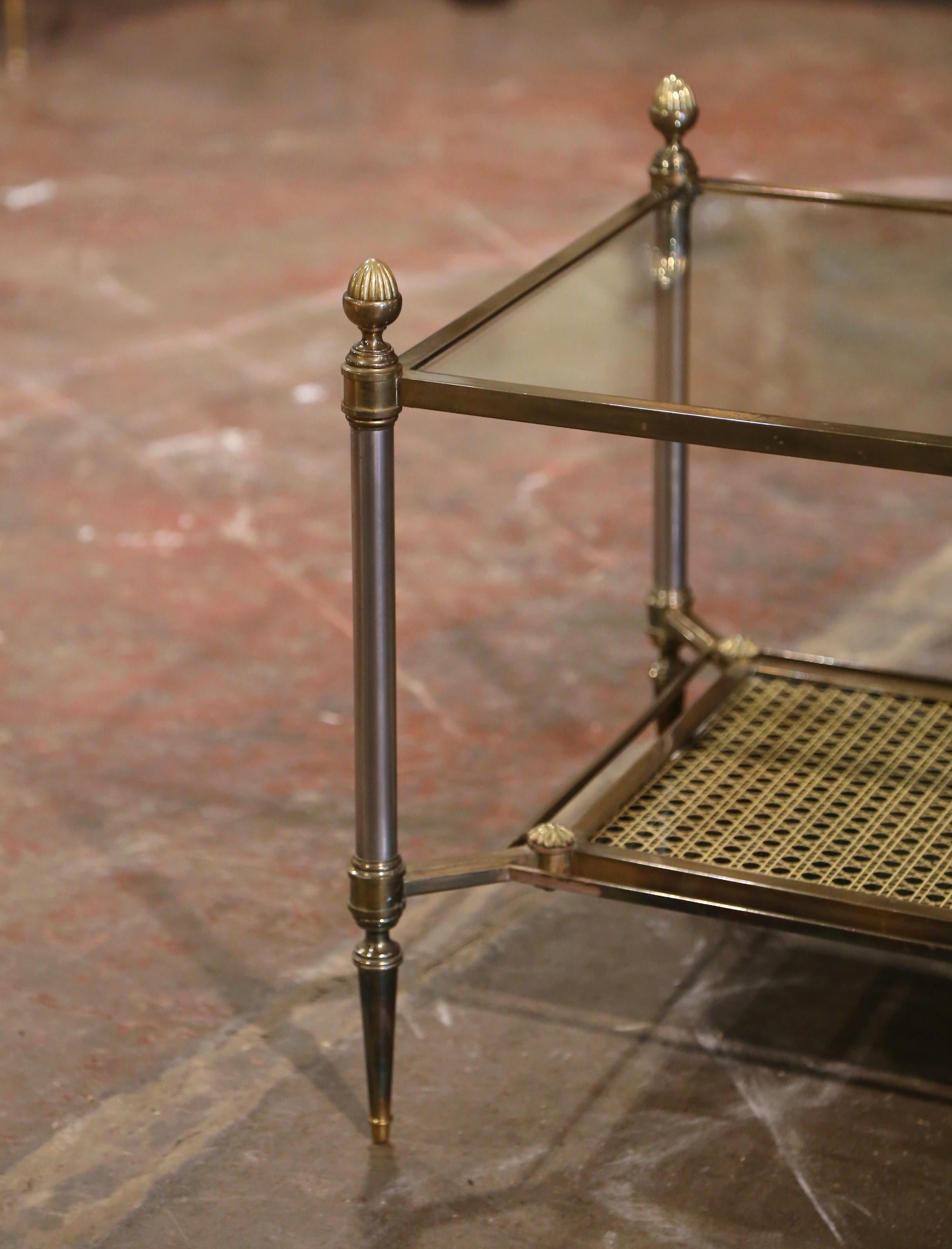 Directoire Mid-Century French Bronze Two-Tier Coffee Table from Maison Jansen