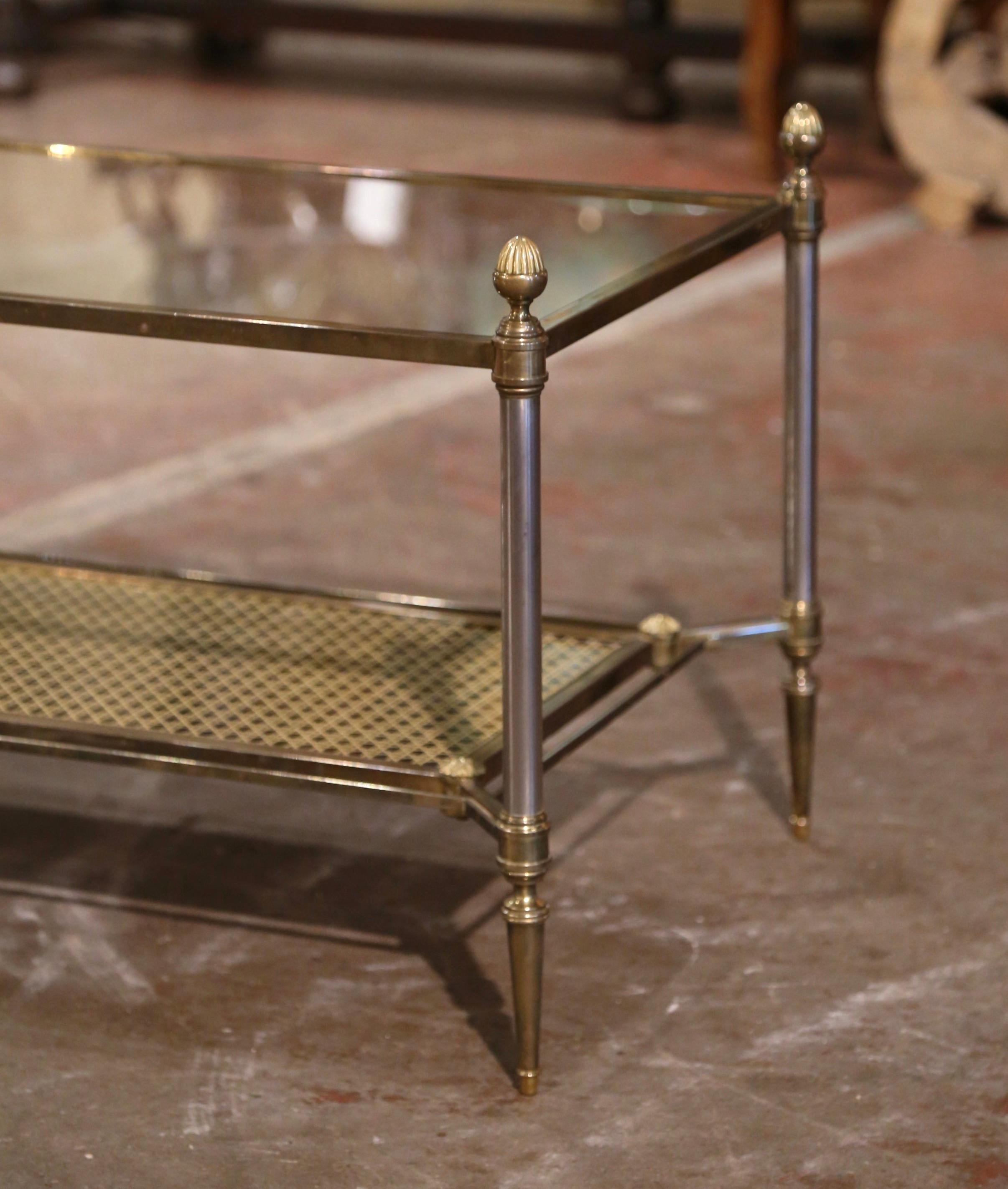 Hand-Crafted Mid-Century French Bronze Two-Tier Coffee Table from Maison Jansen