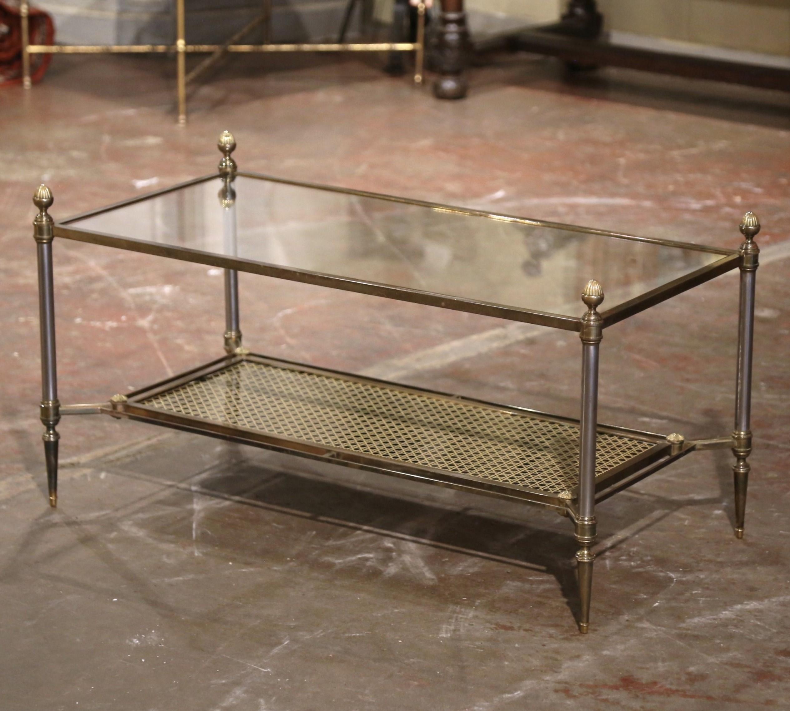 Mid-Century French Bronze Two-Tier Coffee Table from Maison Jansen In Excellent Condition In Dallas, TX