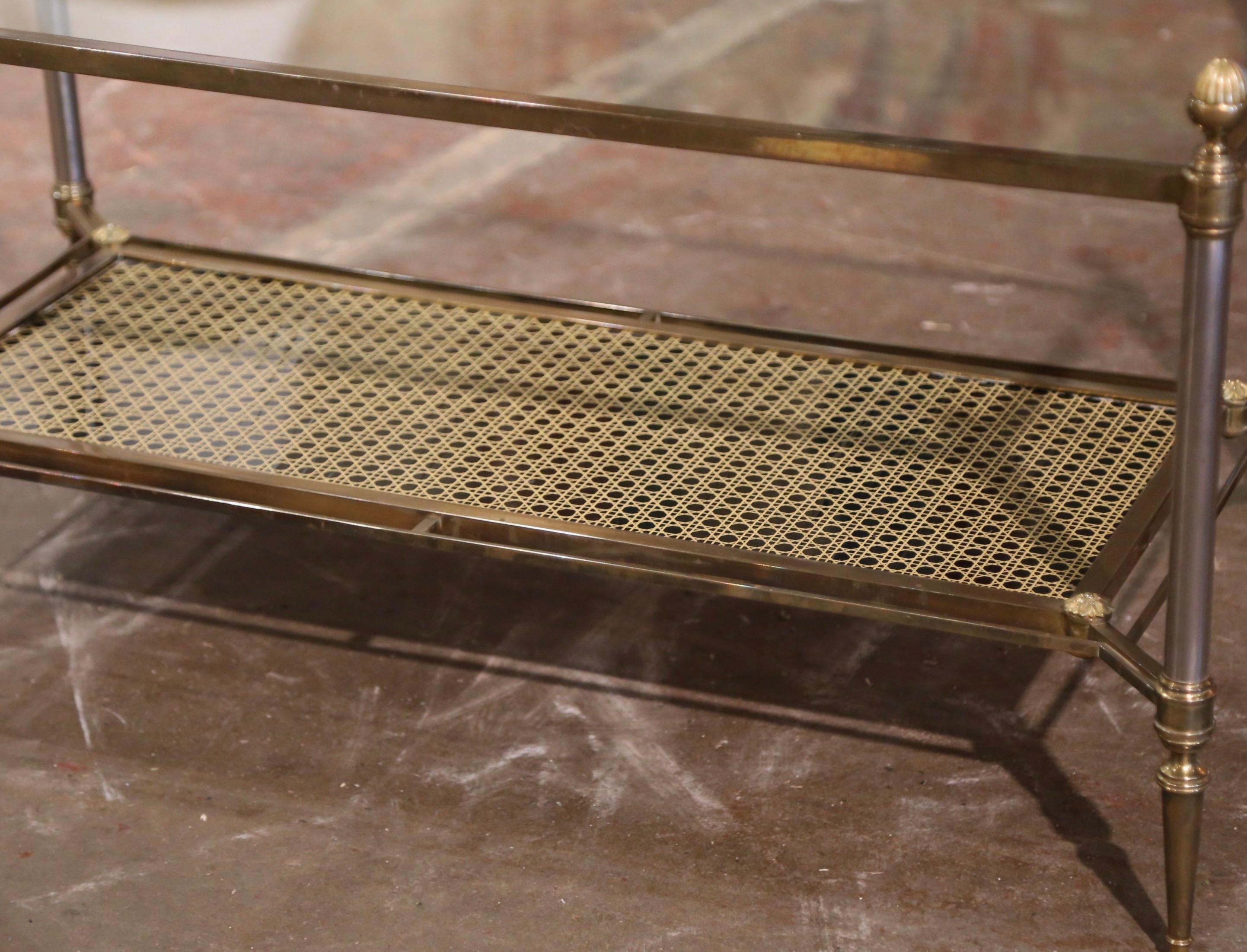 20th Century Mid-Century French Bronze Two-Tier Coffee Table from Maison Jansen
