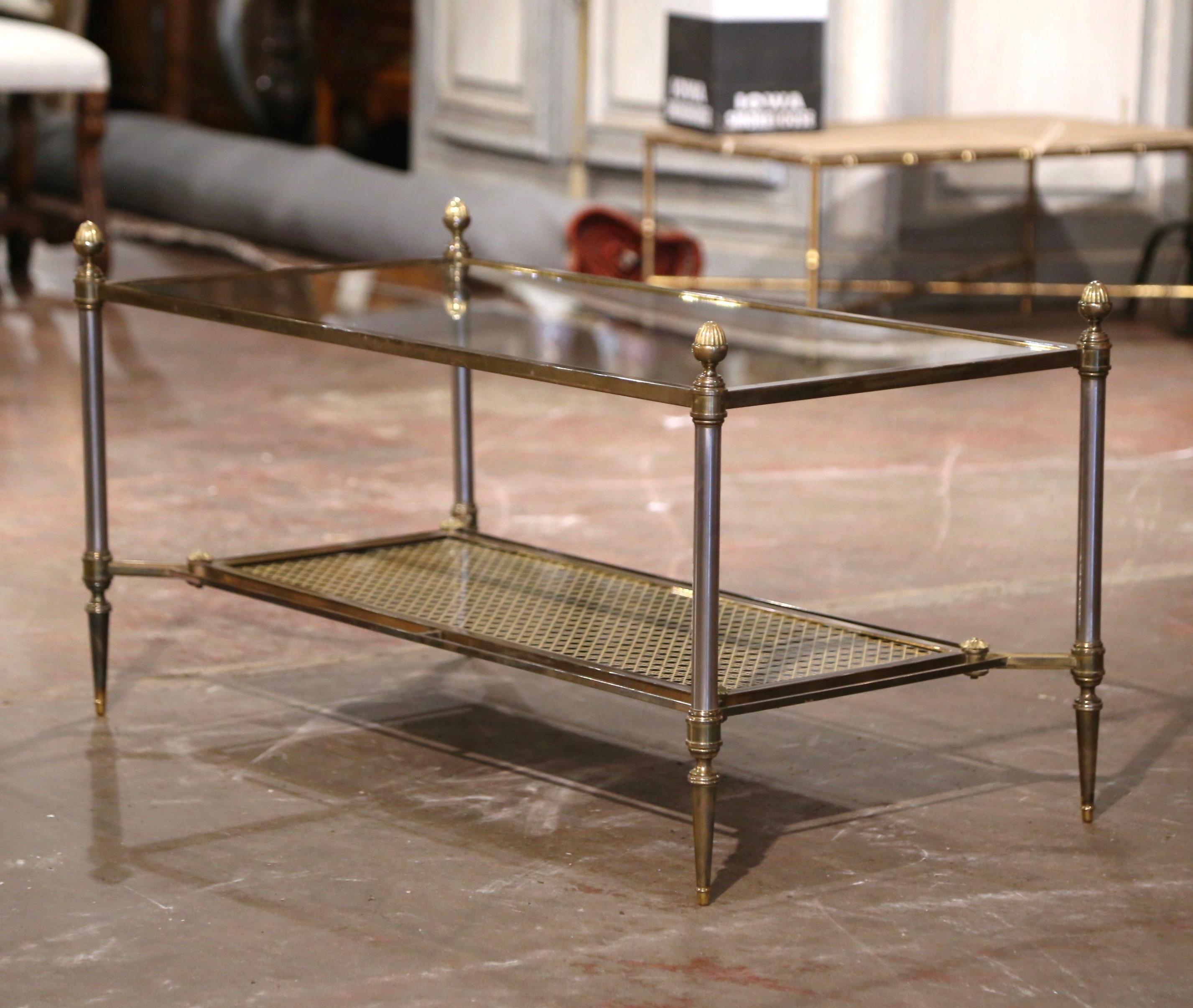 Brass Mid-Century French Bronze Two-Tier Coffee Table from Maison Jansen
