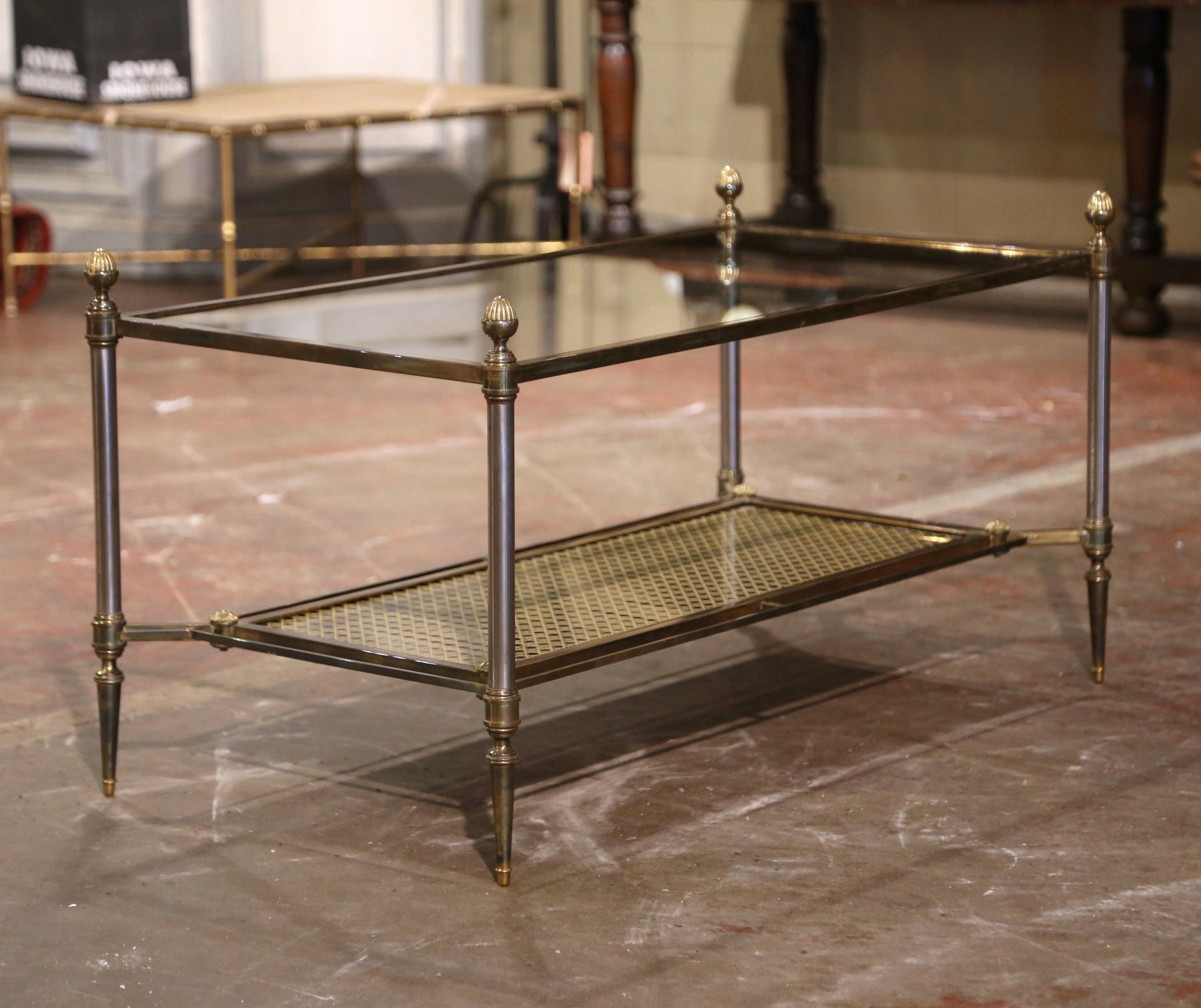 Mid-Century French Bronze Two-Tier Coffee Table from Maison Jansen 1
