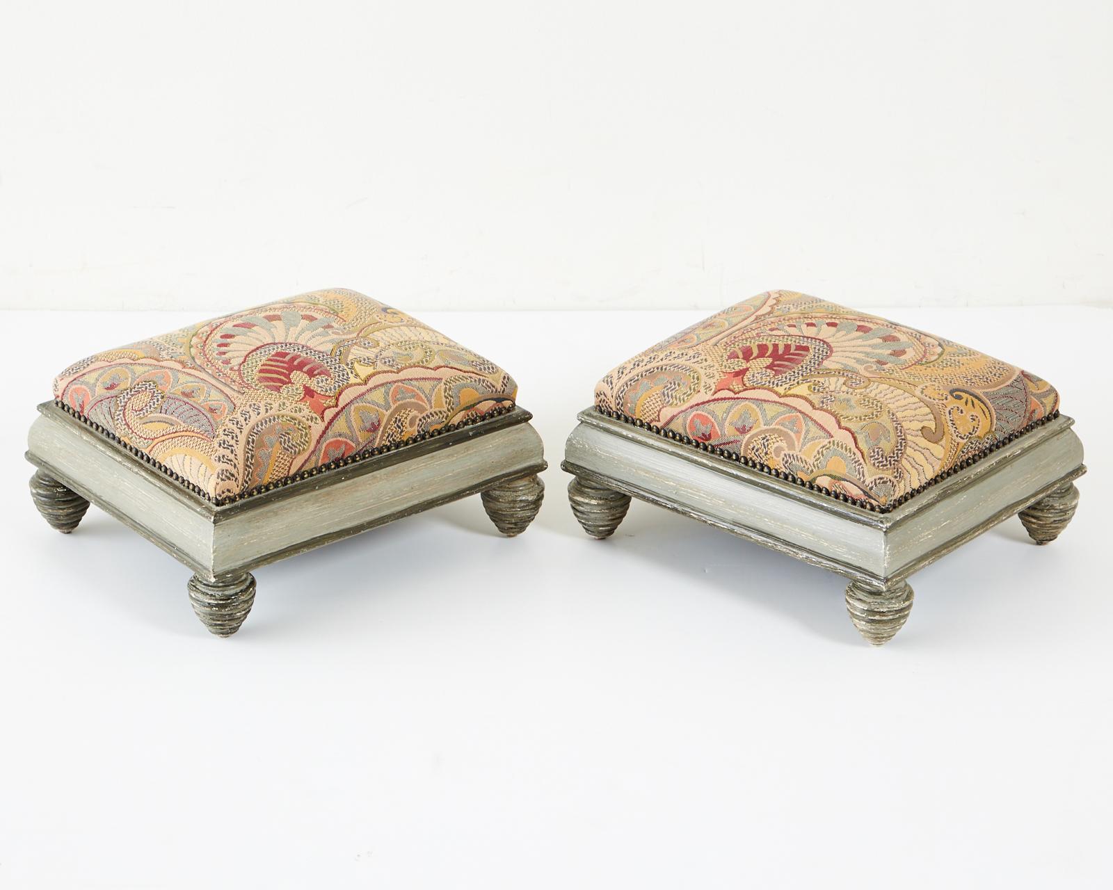 Hand-Crafted Midcentury French Brunschwig and Fils Footstools